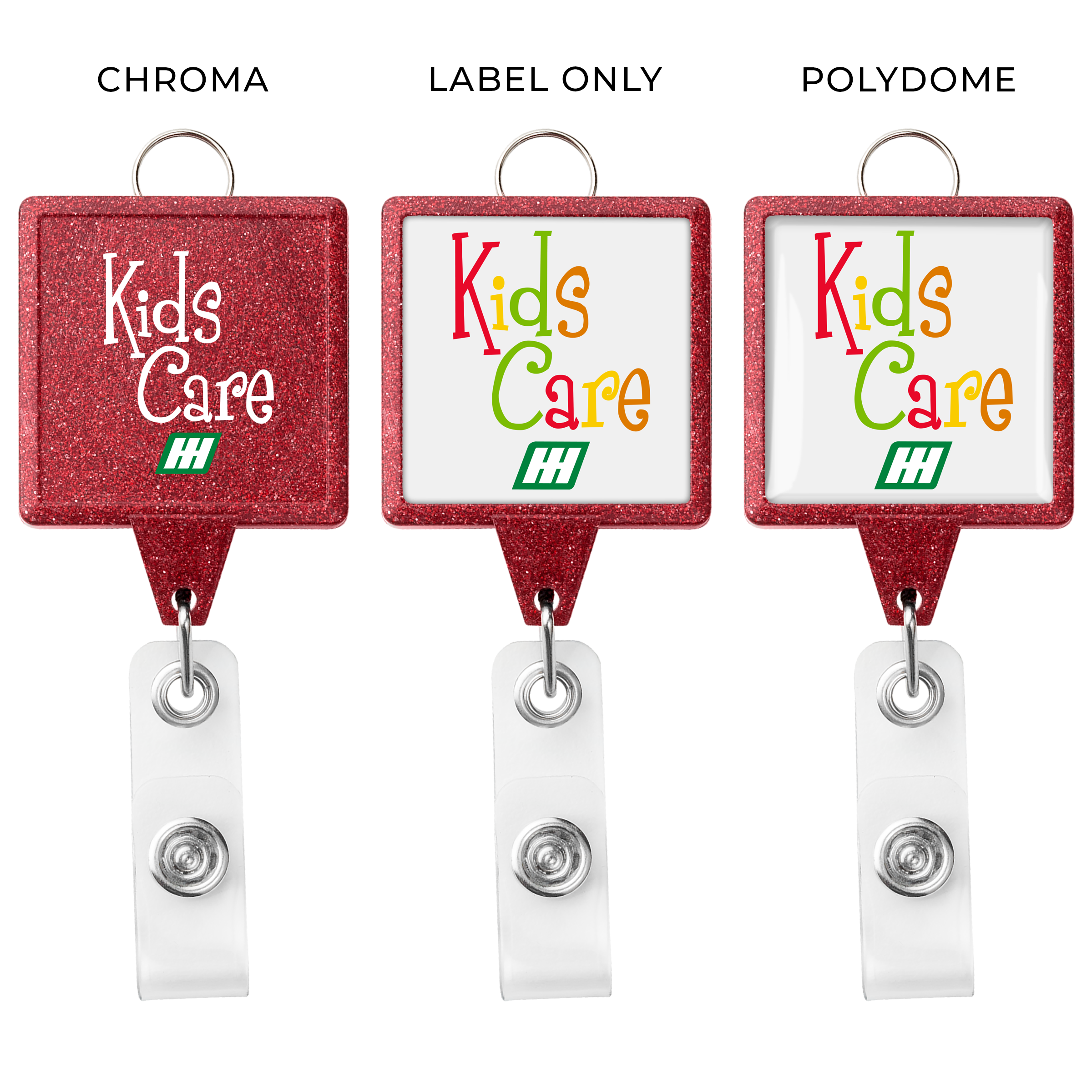 BHL55 | JUMBO Square Glitter Badge Reel with Lanyard Attachment