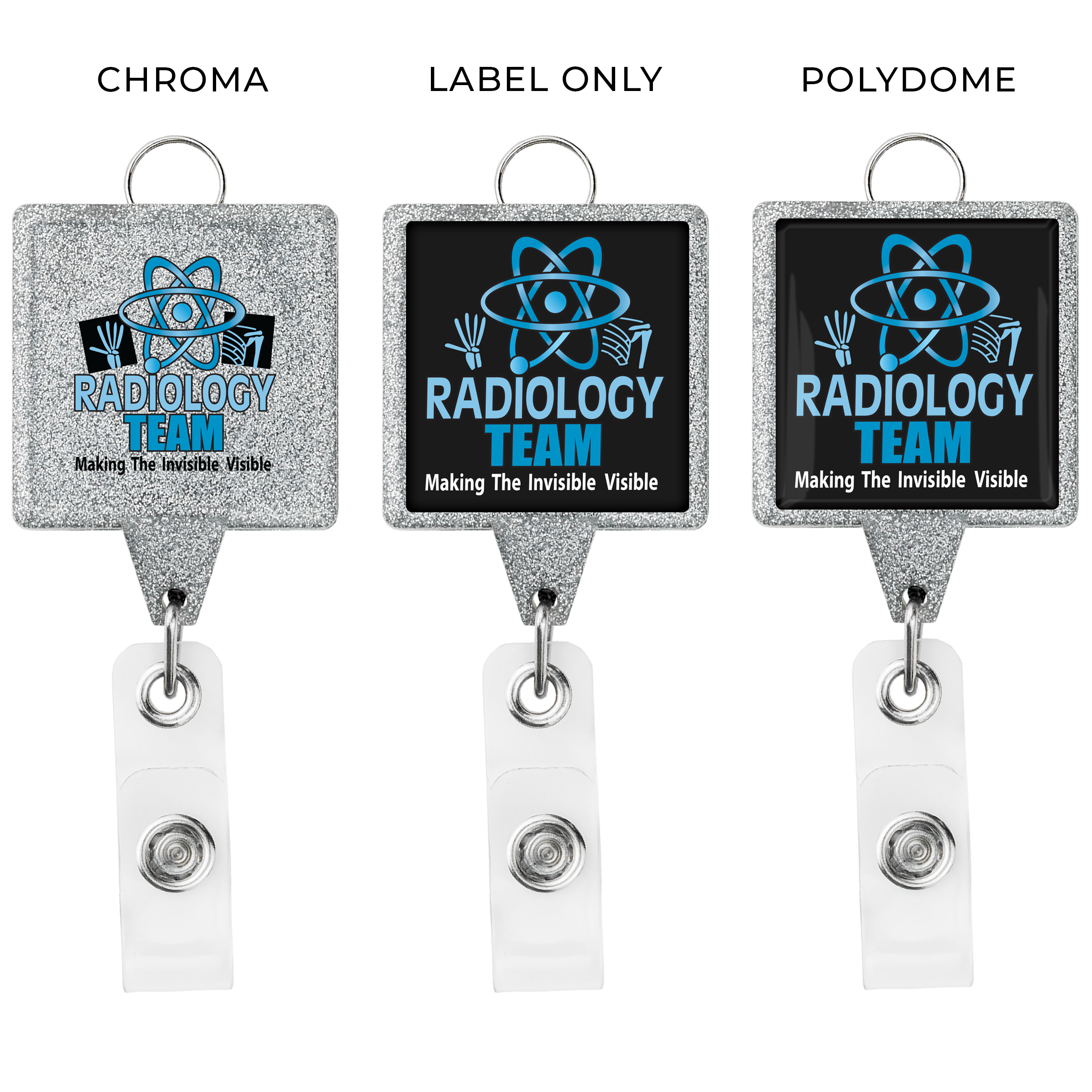 BHL55 | JUMBO Square Glitter Badge Reel with Lanyard Attachment