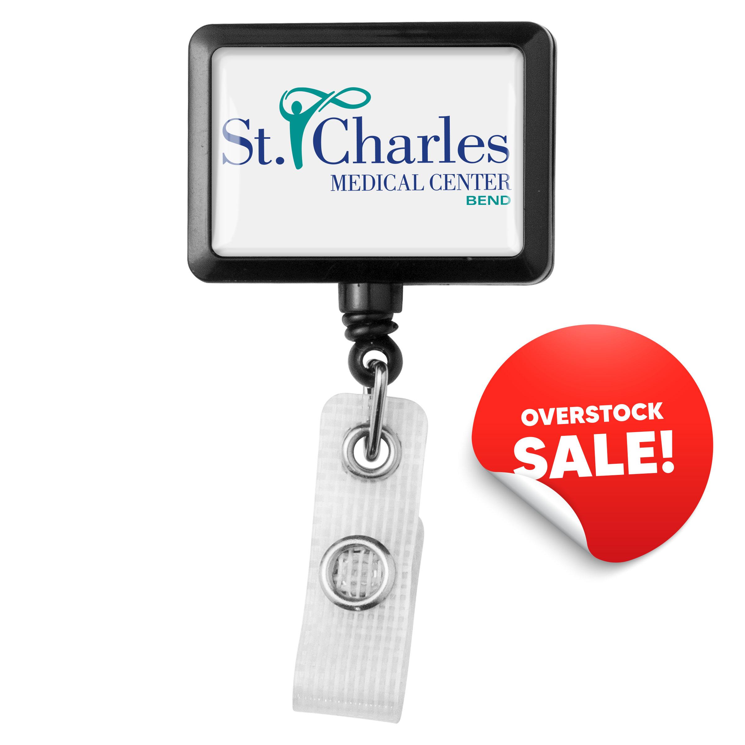 OVERSTOCK:: BHM18BK | JUMBO Anti-Microbial Rectangle Badge Reel