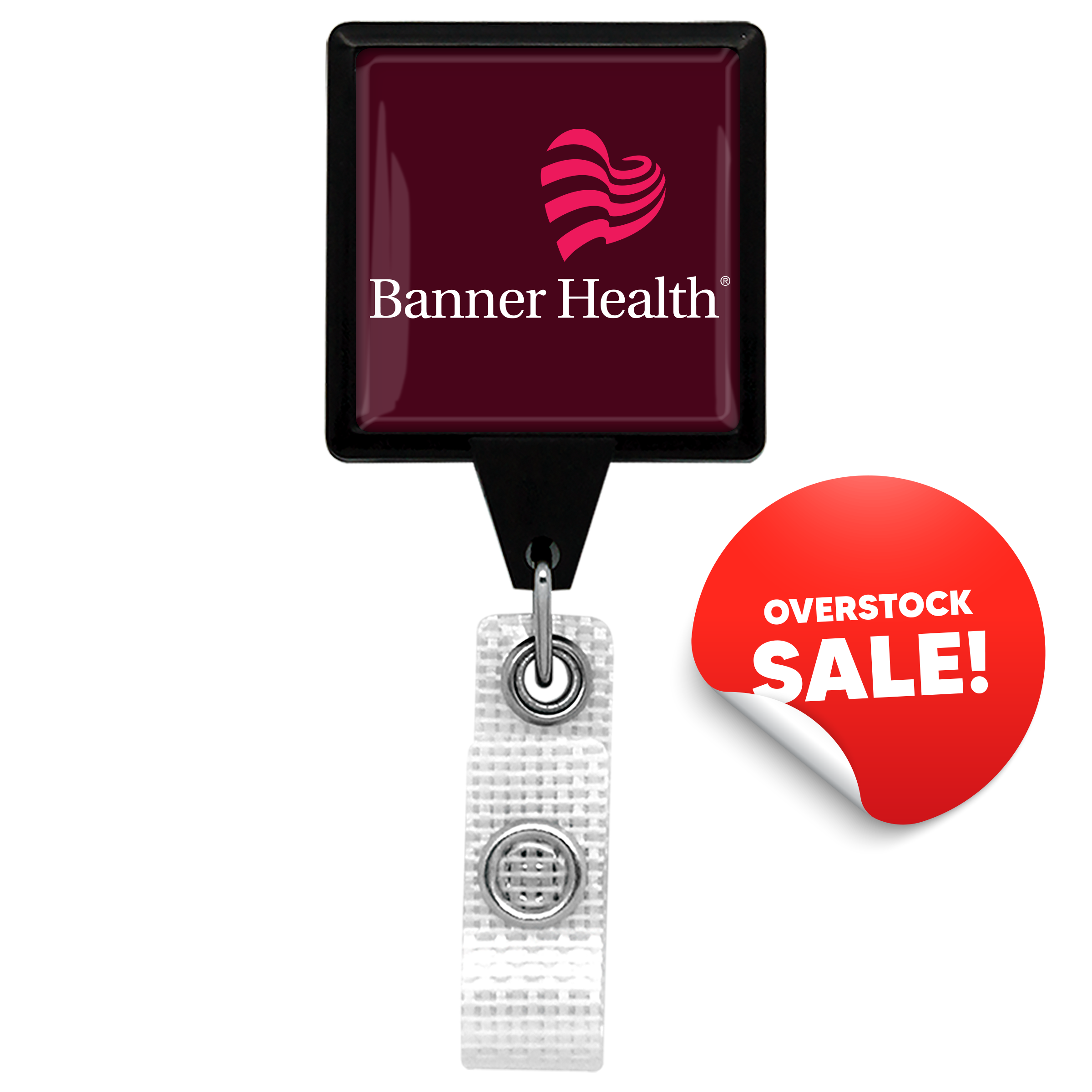 OVERSTOCK:: BHM55BK | JUMBO Anti-Microbial Square Badge Reel