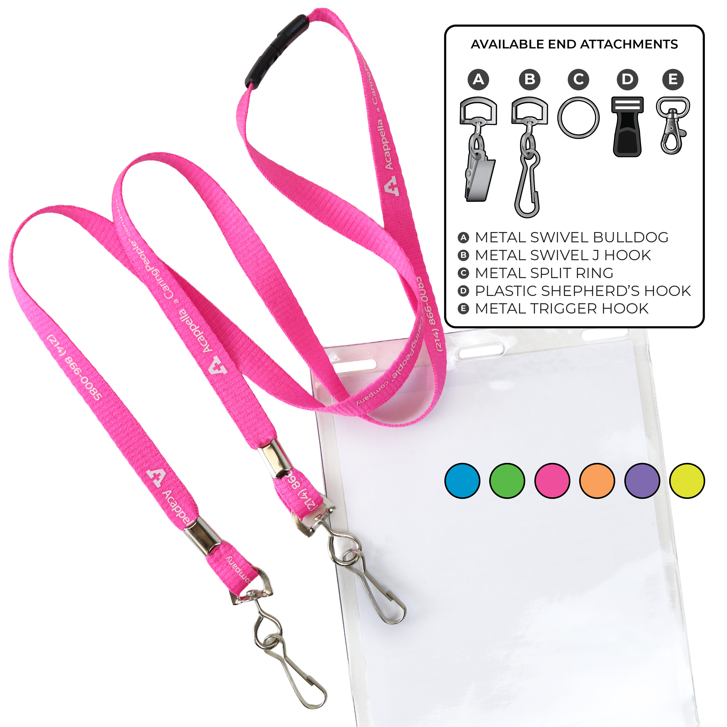 BHN011 | 3/8" Neon MicroWeave Silkscreen Lanyards :: DOUBLE ENDED