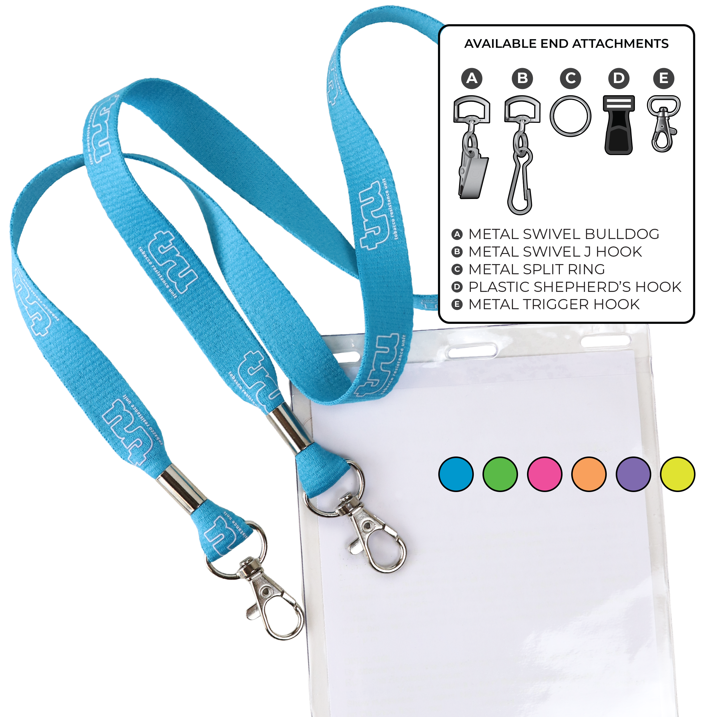 BHN012 | 5/8" Neon MicroWeave Silkscreen Lanyards :: DOUBLE ENDED