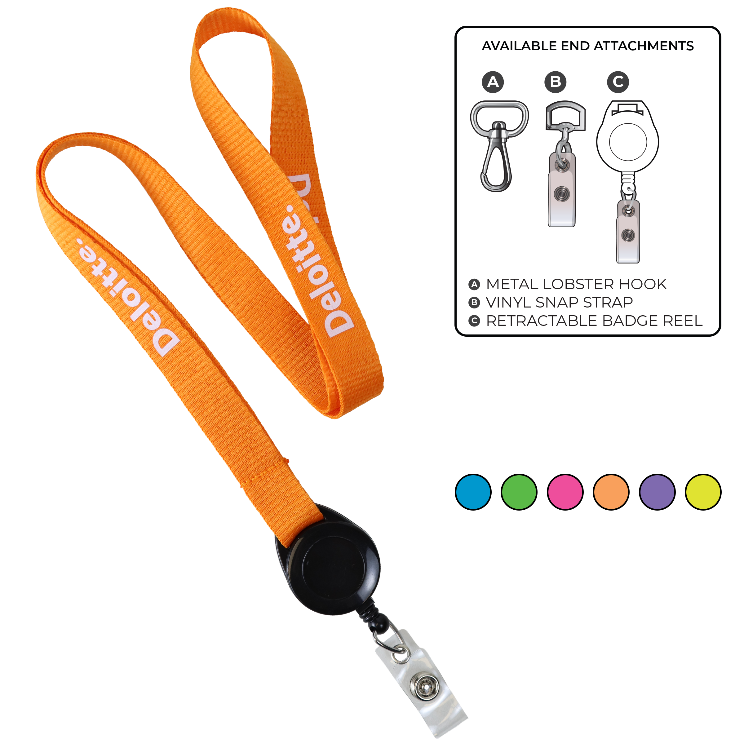 BHN012 | 5/8" Neon MicroWeave Silkscreen Lanyards :: NON-STANDARD END ATTACHMENTS