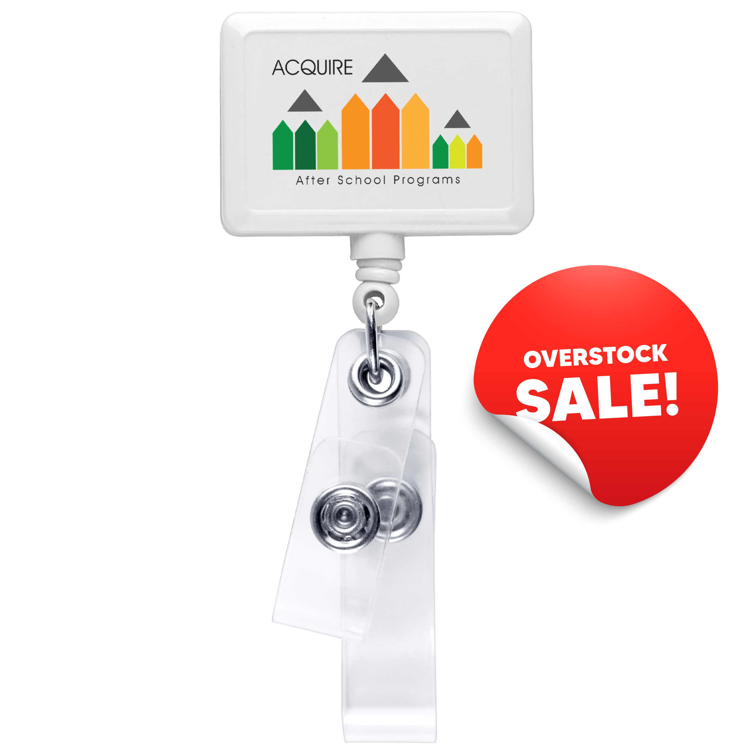 OVERSTOCK:: BHQ18WH | JUMBO Anti-Microbial Rectangle 2-Strap Badge Reel