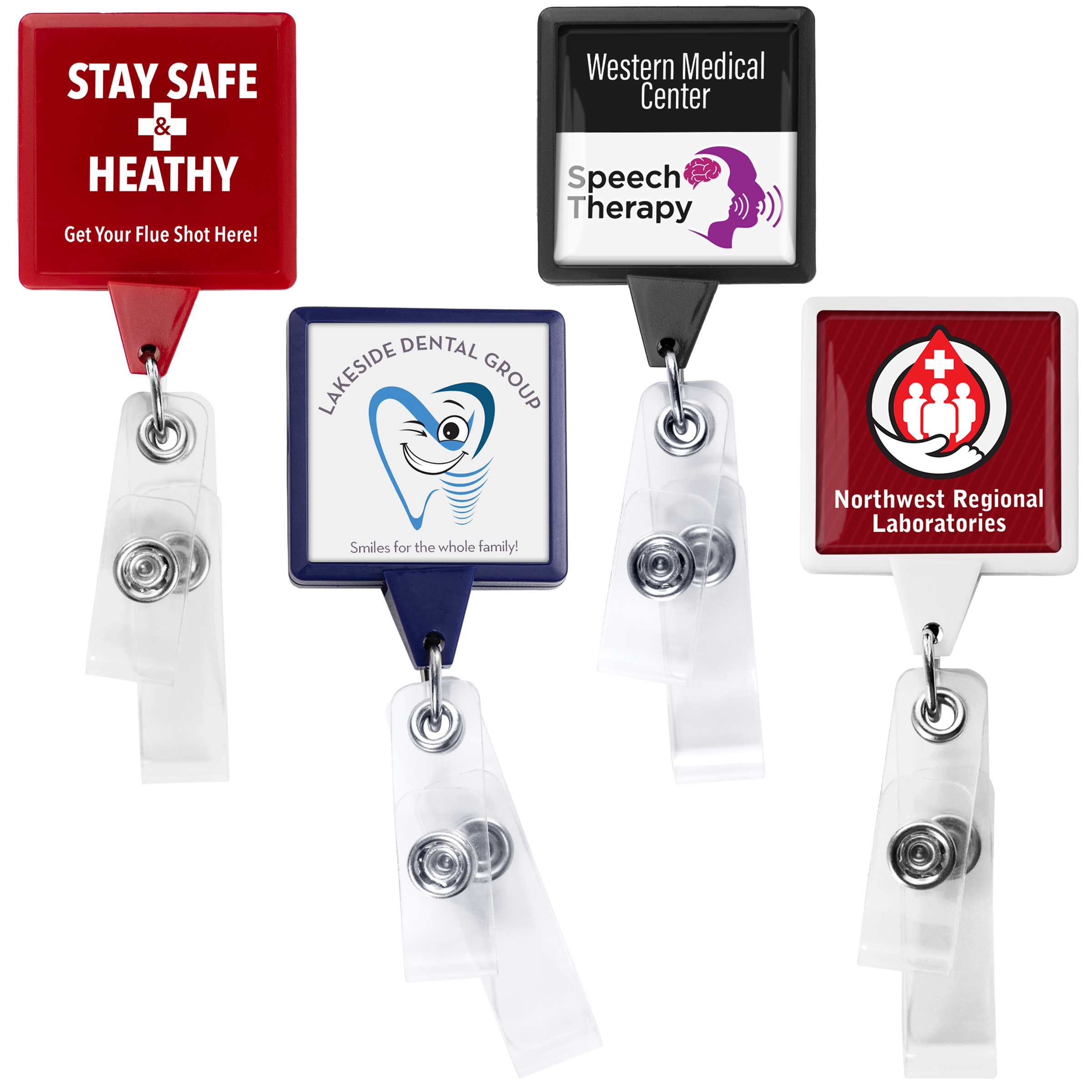 BHQ55 | JUMBO Anti-Microbial Square 2-Strap Badge Reel