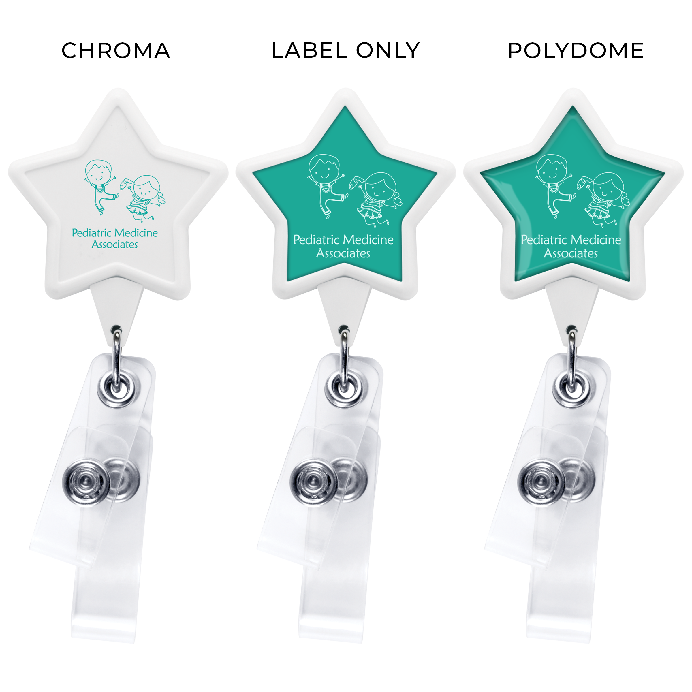 BHQ86 | JUMBO Anti-Microbial Star 2-Strap Badge Reel