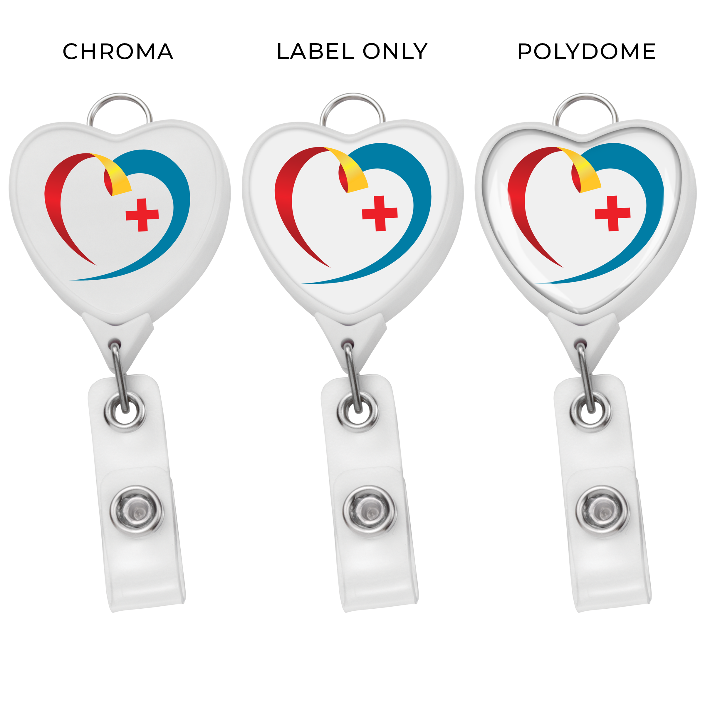 BHR85 | JUMBO Heart Badge Reel with Lanyard Attachment