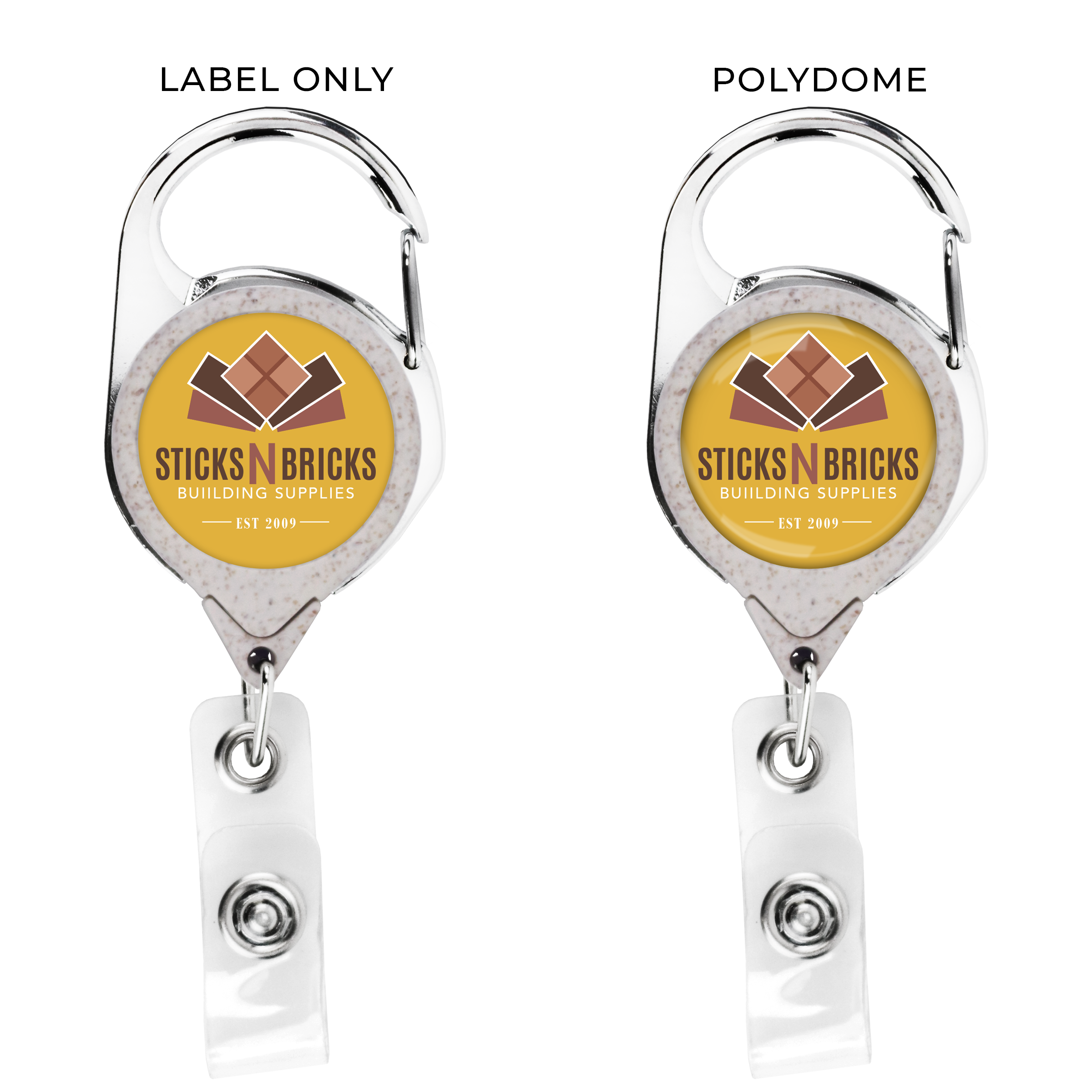 BHWS68 |Wheat Straw Belt Clip Carabiner Badge Reel