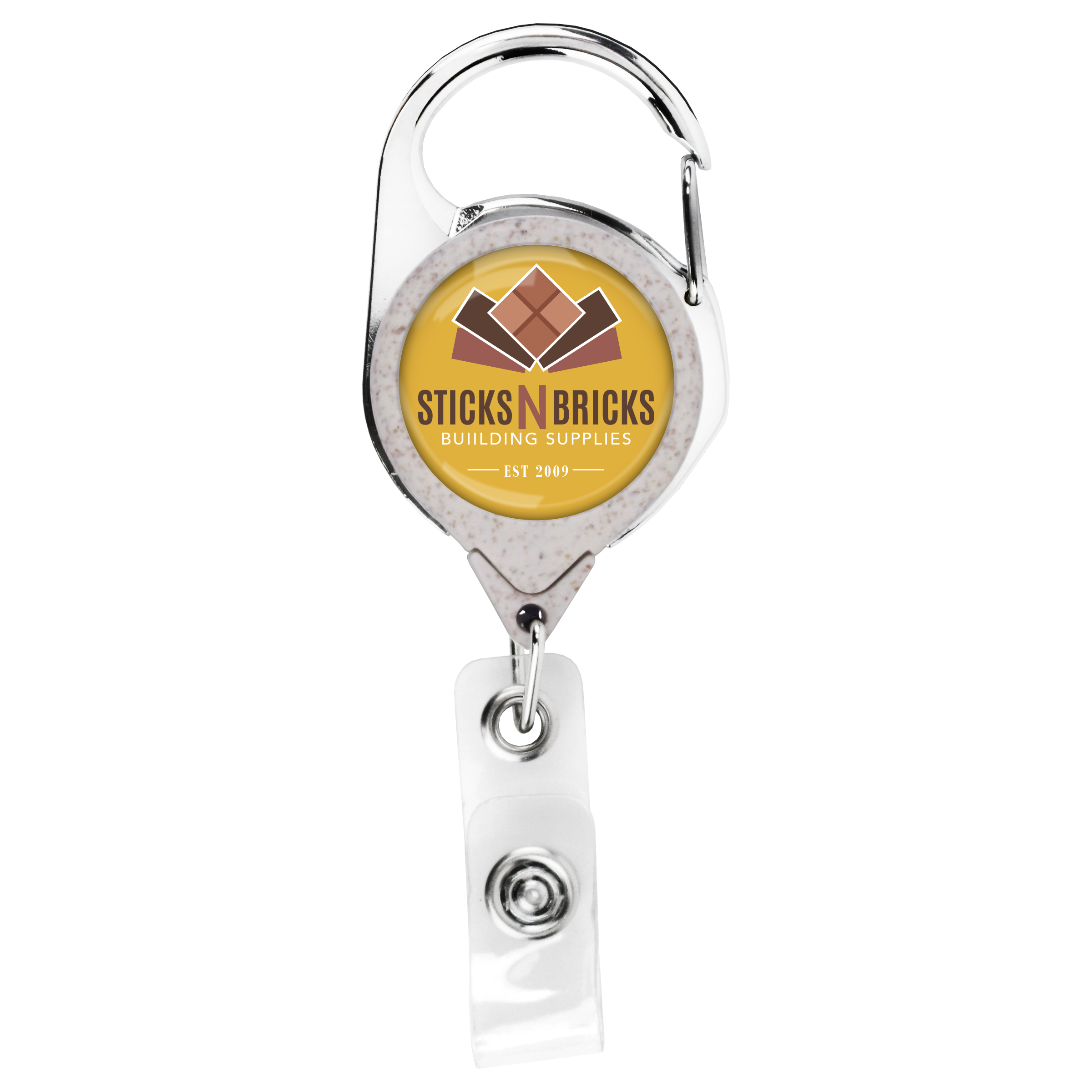 BHWS68 |Wheat Straw Belt Clip Carabiner Badge Reel