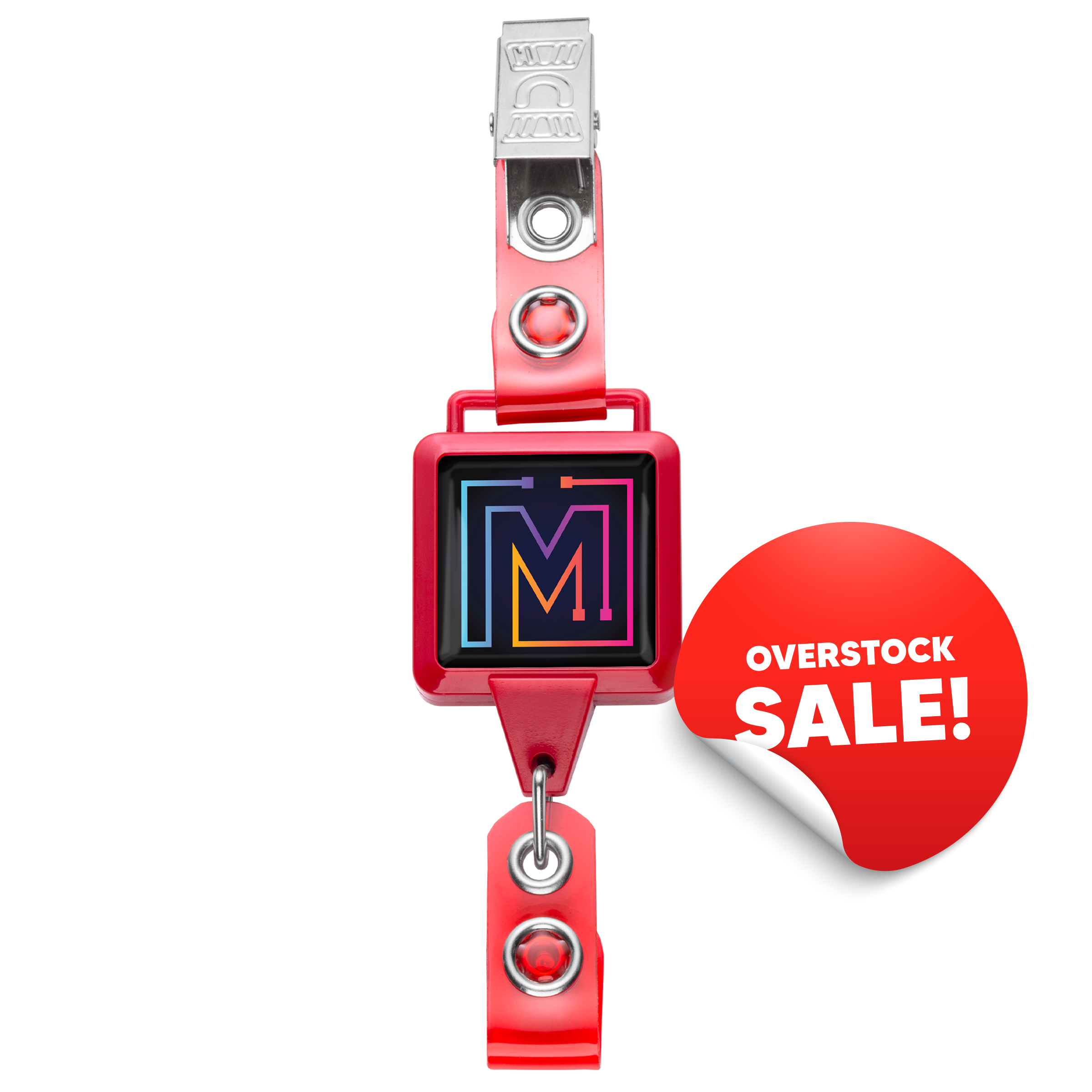 OVERSTOCK :: BHY5RD | Square Hanger Badge Reel