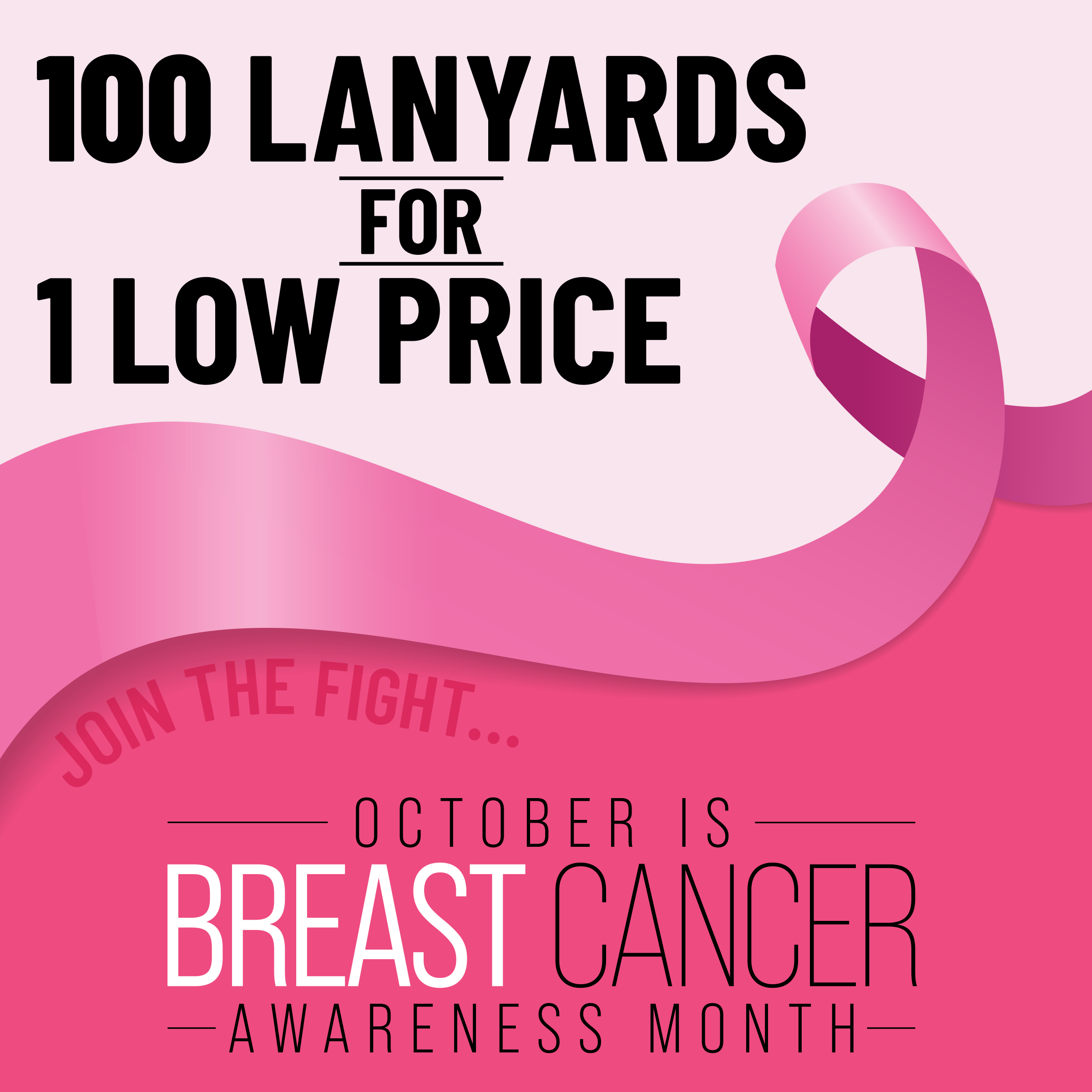 BHBCA01 | 5/8" Pre-decorated Breast Cancer Awareness Lanyards Bundle