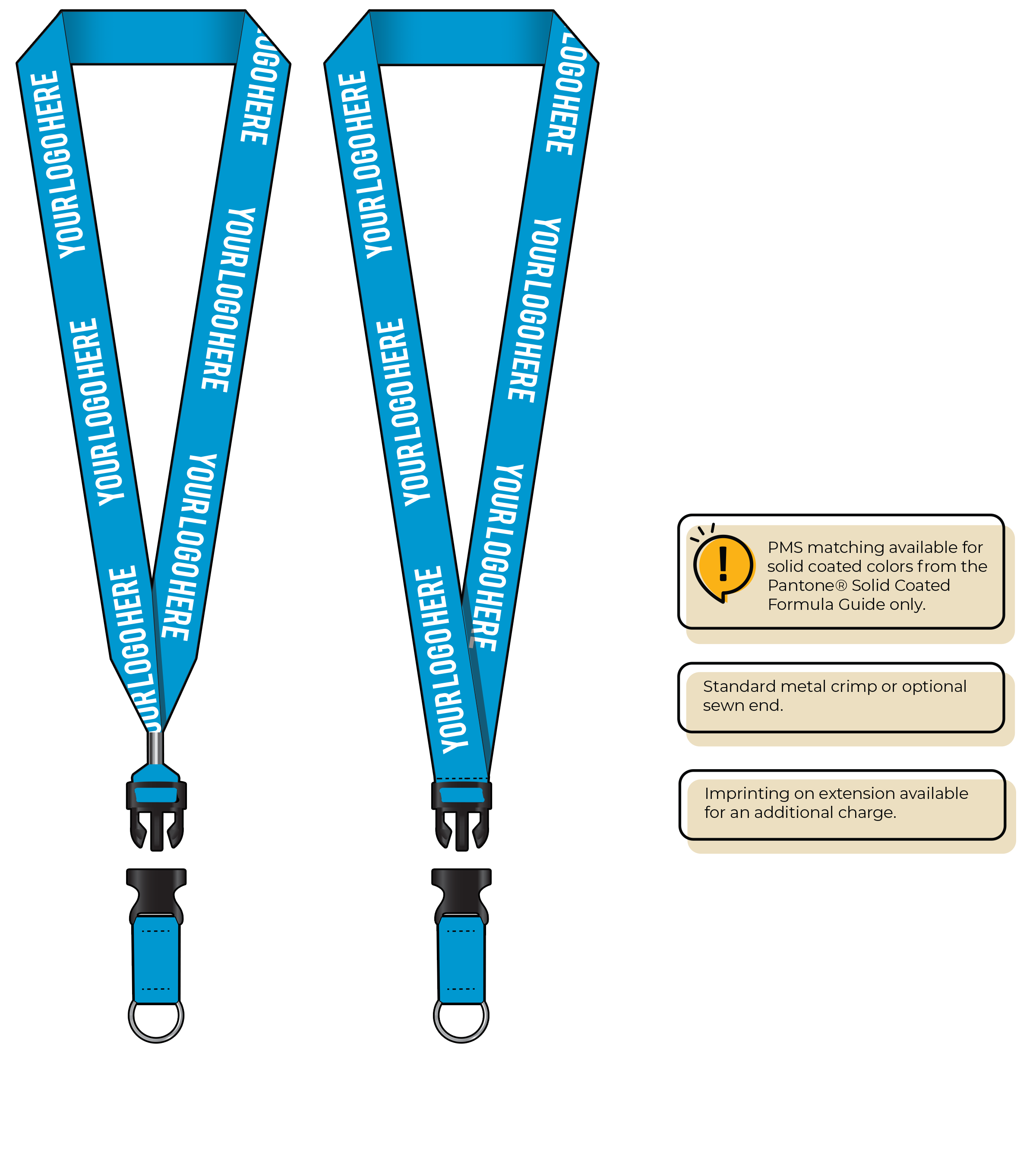 BHN014 | 1" Neon MicroWeave Silkscreen Lanyards :: DETACH BUCKLE WITH EXTENSION
