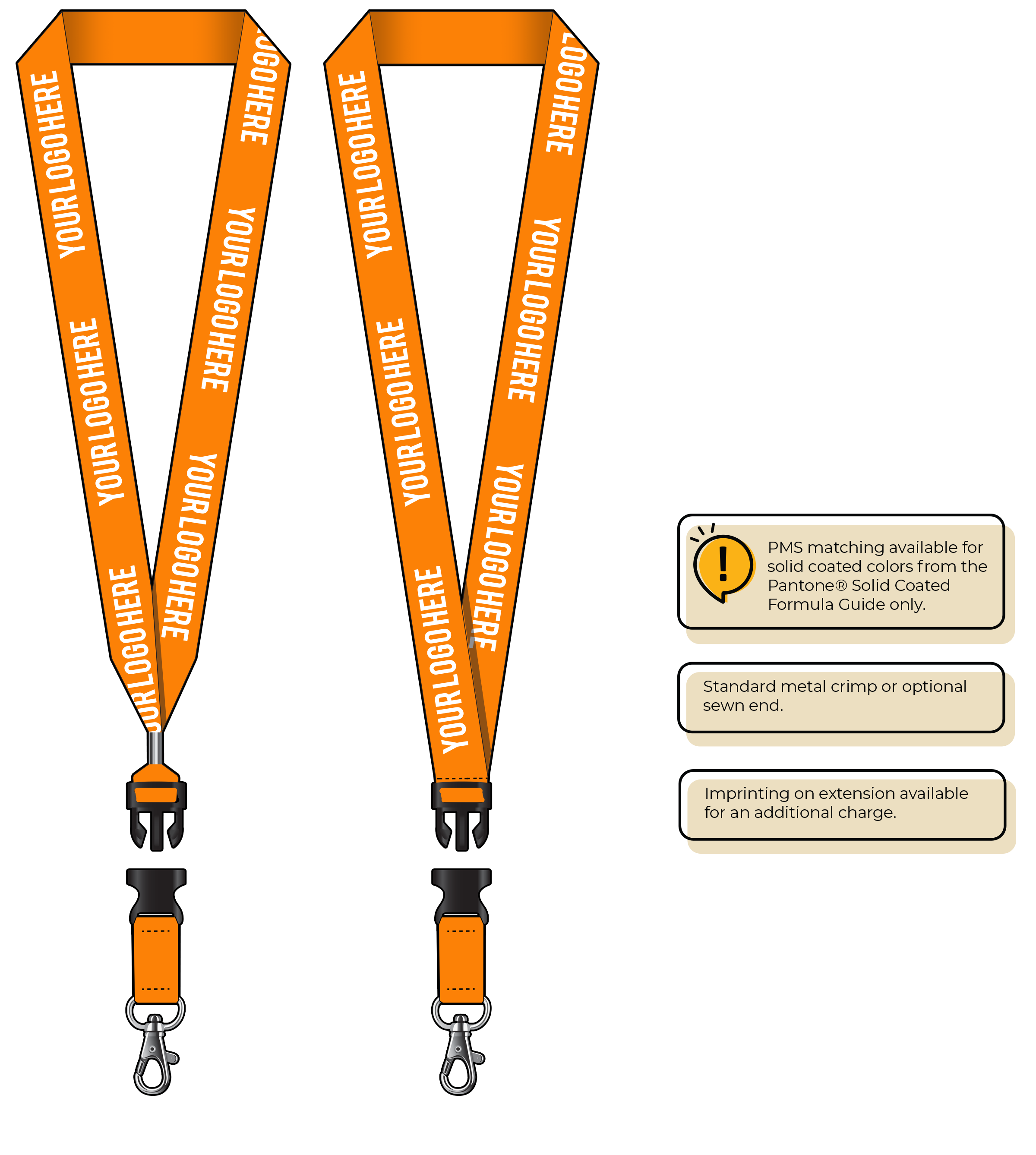 BH0014 | 1" MicroWeave Silkscreen Lanyards :: DETACH BUCKLE WITH EXTENSION