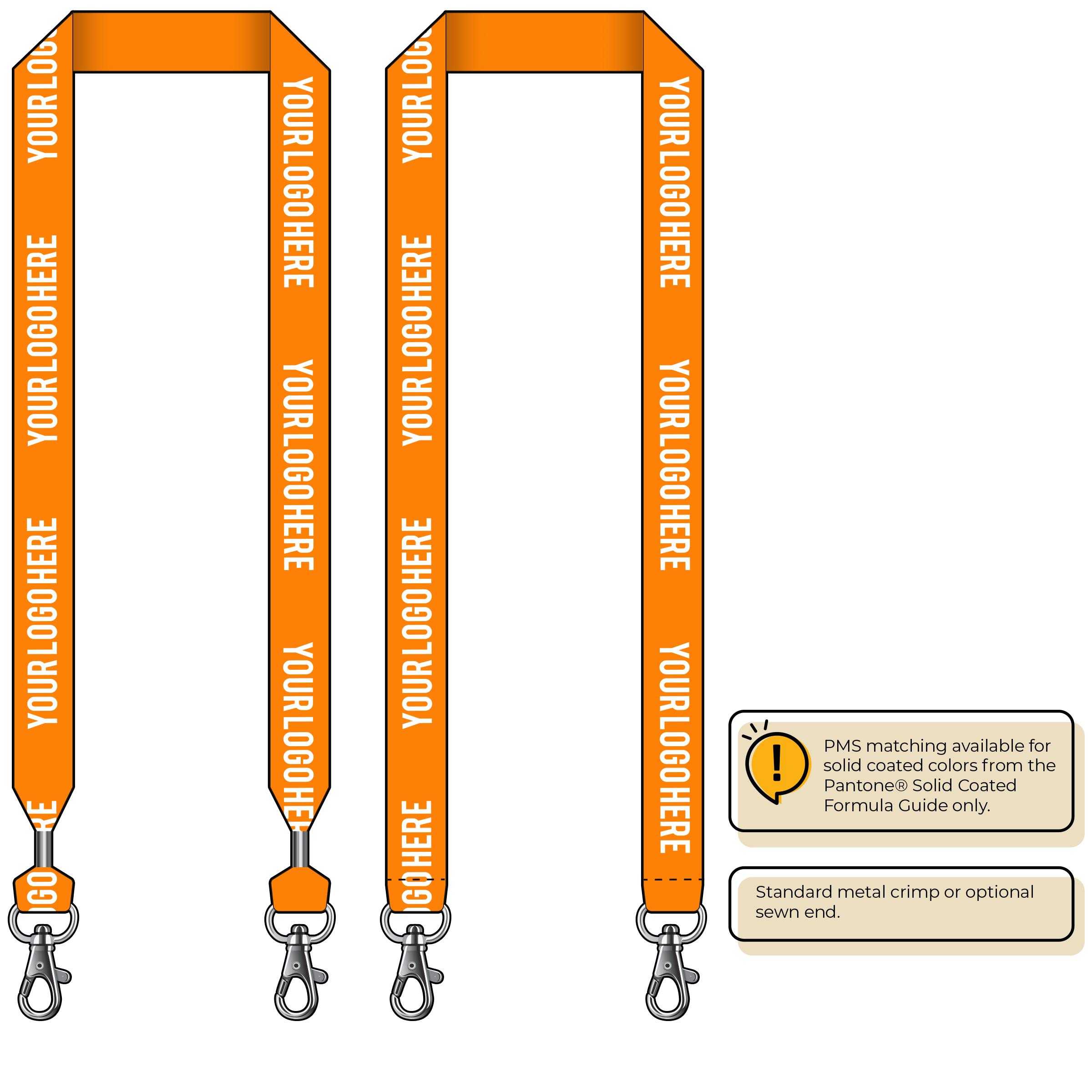 BH0014 | 1" MicroWeave Silkscreen Lanyards :: DOUBLE ENDED