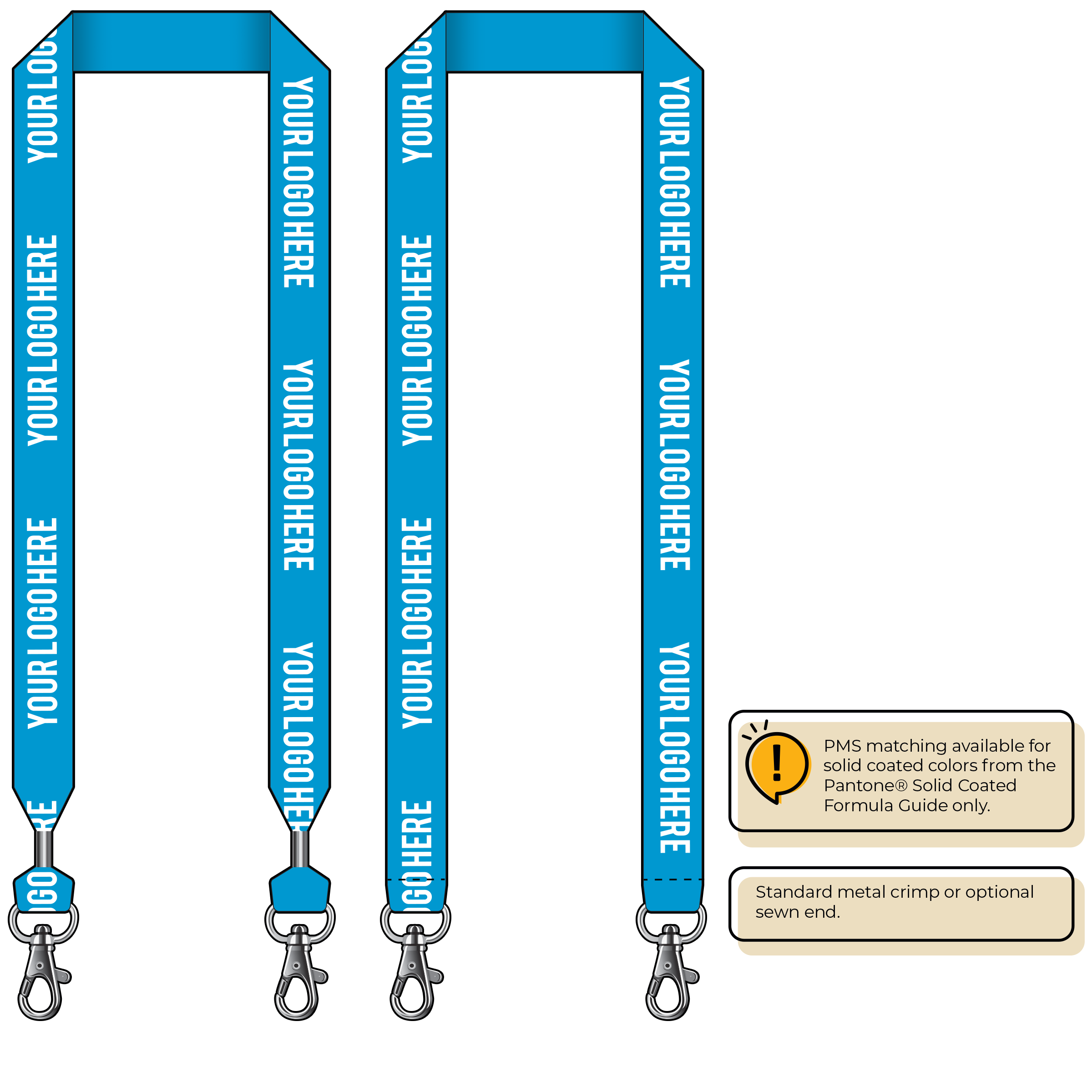 BHN014 | 1" Neon MicroWeave Silkscreen Lanyards :: DOUBLE ENDED