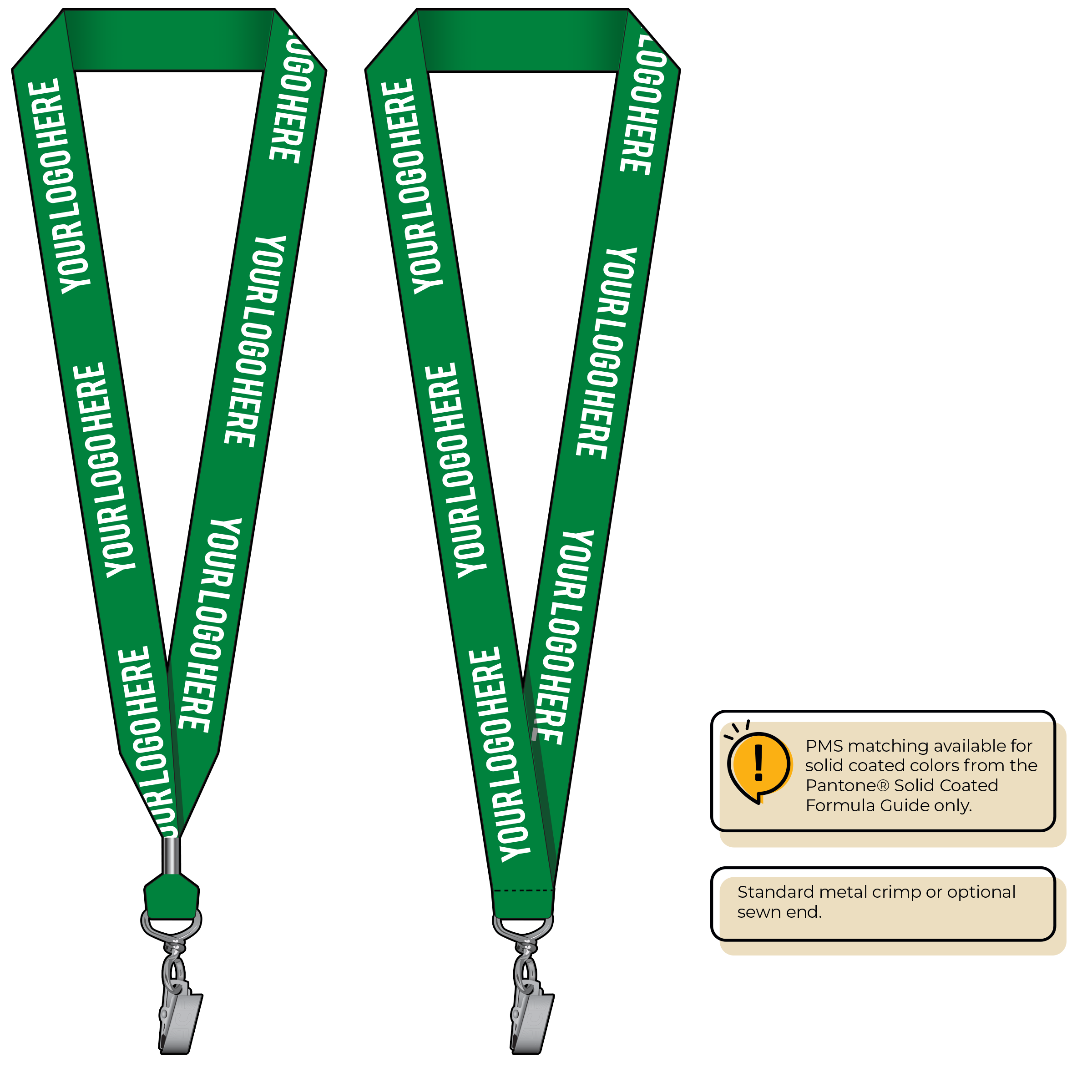 BH0014 | 1" MicroWeave Silkscreen Lanyards :: STANDARD END ATTACHMENTS