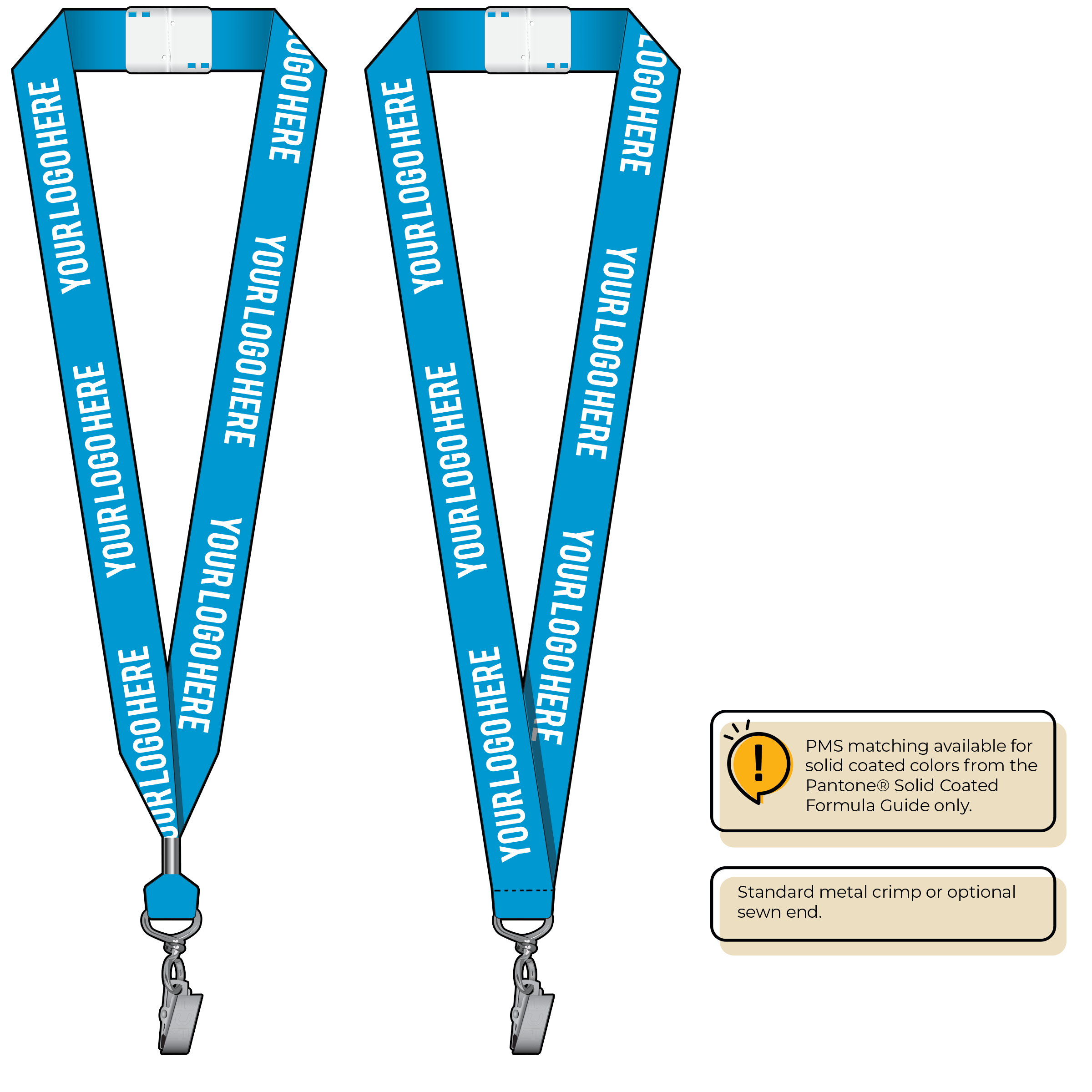BHN014 | 1" Neon MicroWeave Silkscreen Lanyards :: STANDARD END ATTACHMENTS