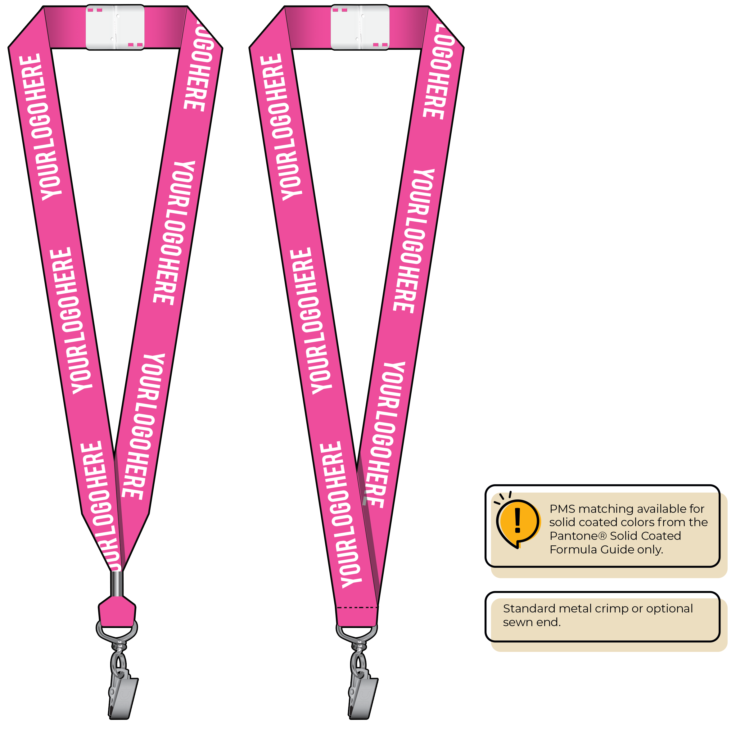 BHN014 | 1" Neon MicroWeave Silkscreen Lanyards :: STANDARD END ATTACHMENTS