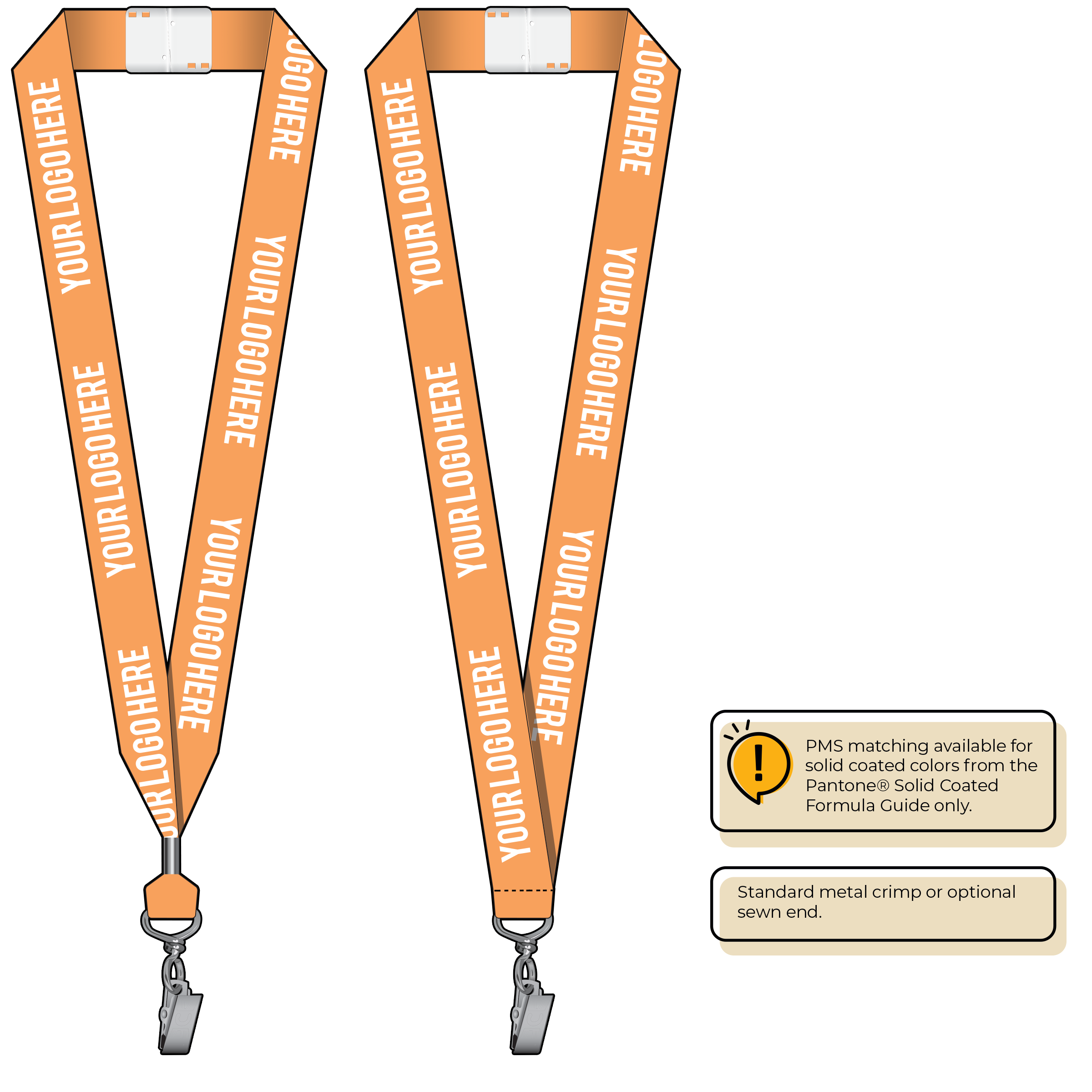 BHN014 | 1" Neon MicroWeave Silkscreen Lanyards :: STANDARD END ATTACHMENTS