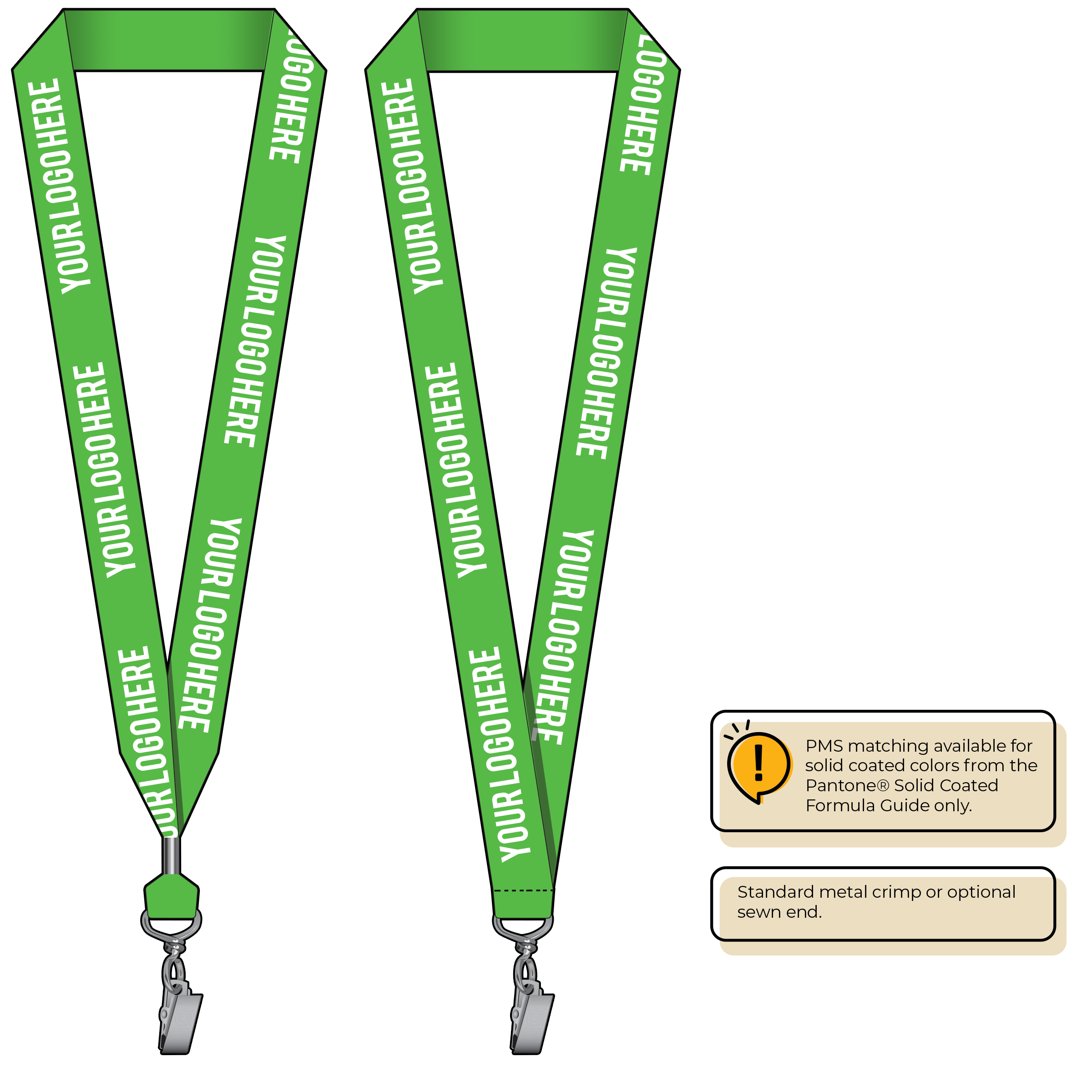 BHN014 | 1" Neon MicroWeave Silkscreen Lanyards :: STANDARD END ATTACHMENTS