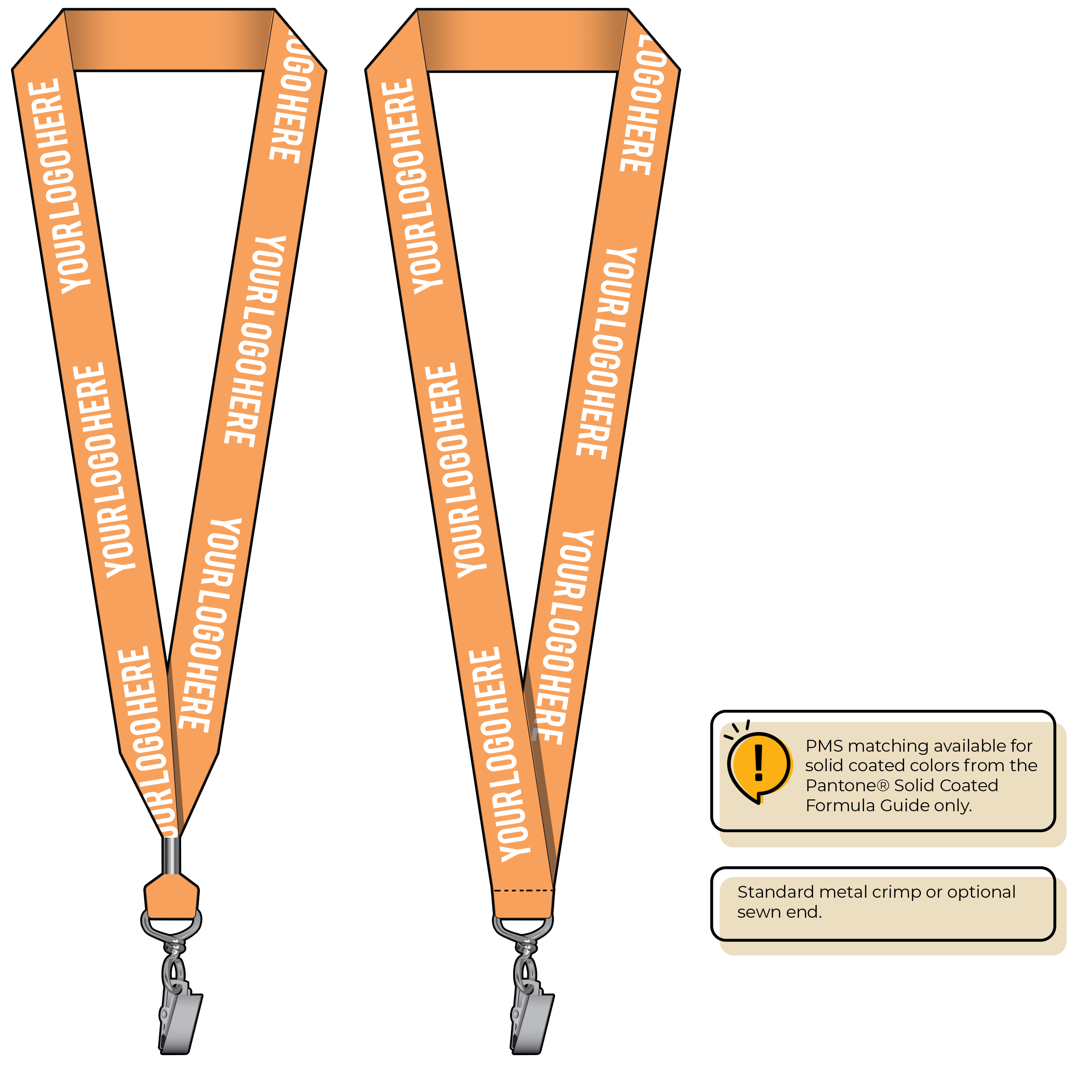 BHN014 | 1" Neon MicroWeave Silkscreen Lanyards :: STANDARD END ATTACHMENTS