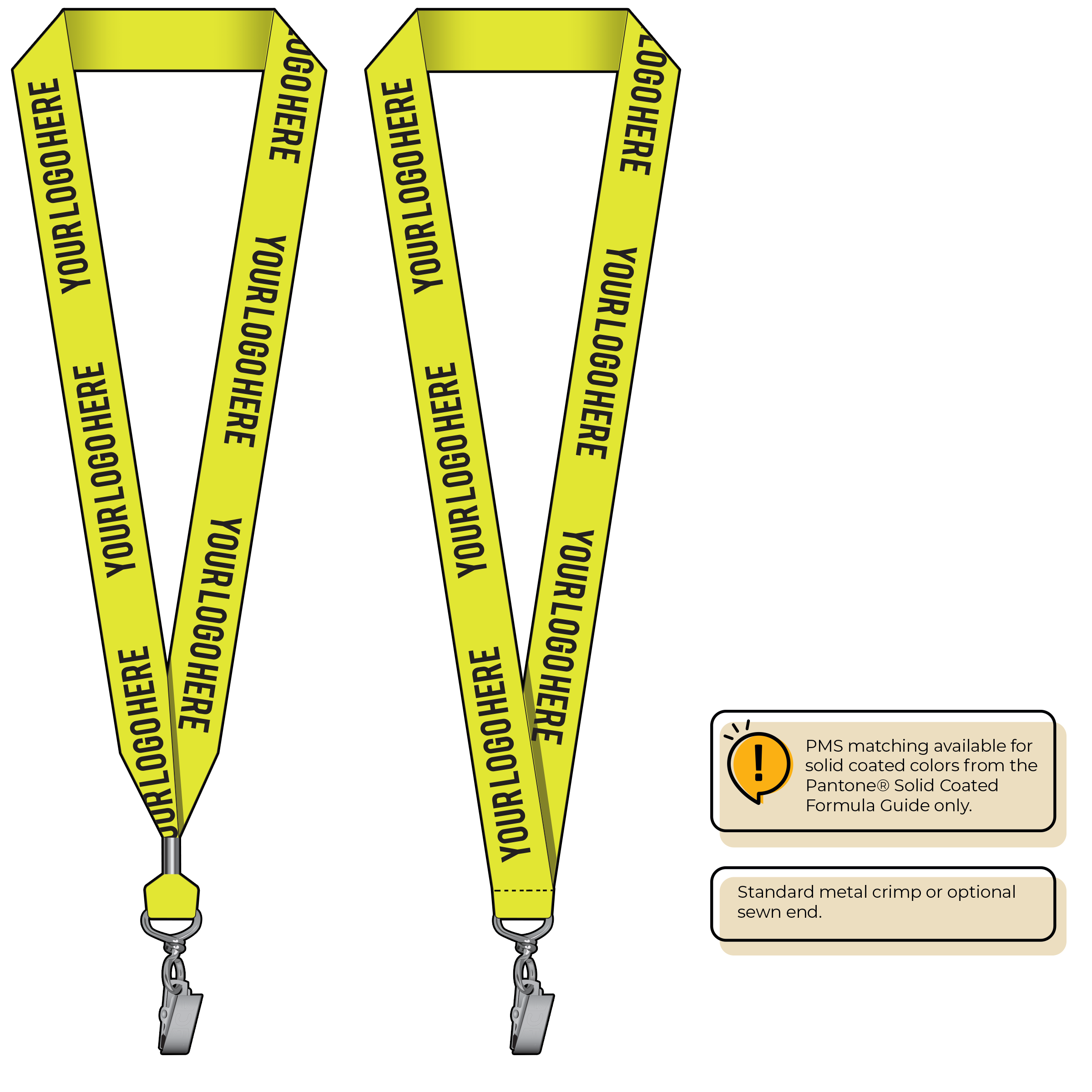 BHN014 | 1" Neon MicroWeave Silkscreen Lanyards :: STANDARD END ATTACHMENTS