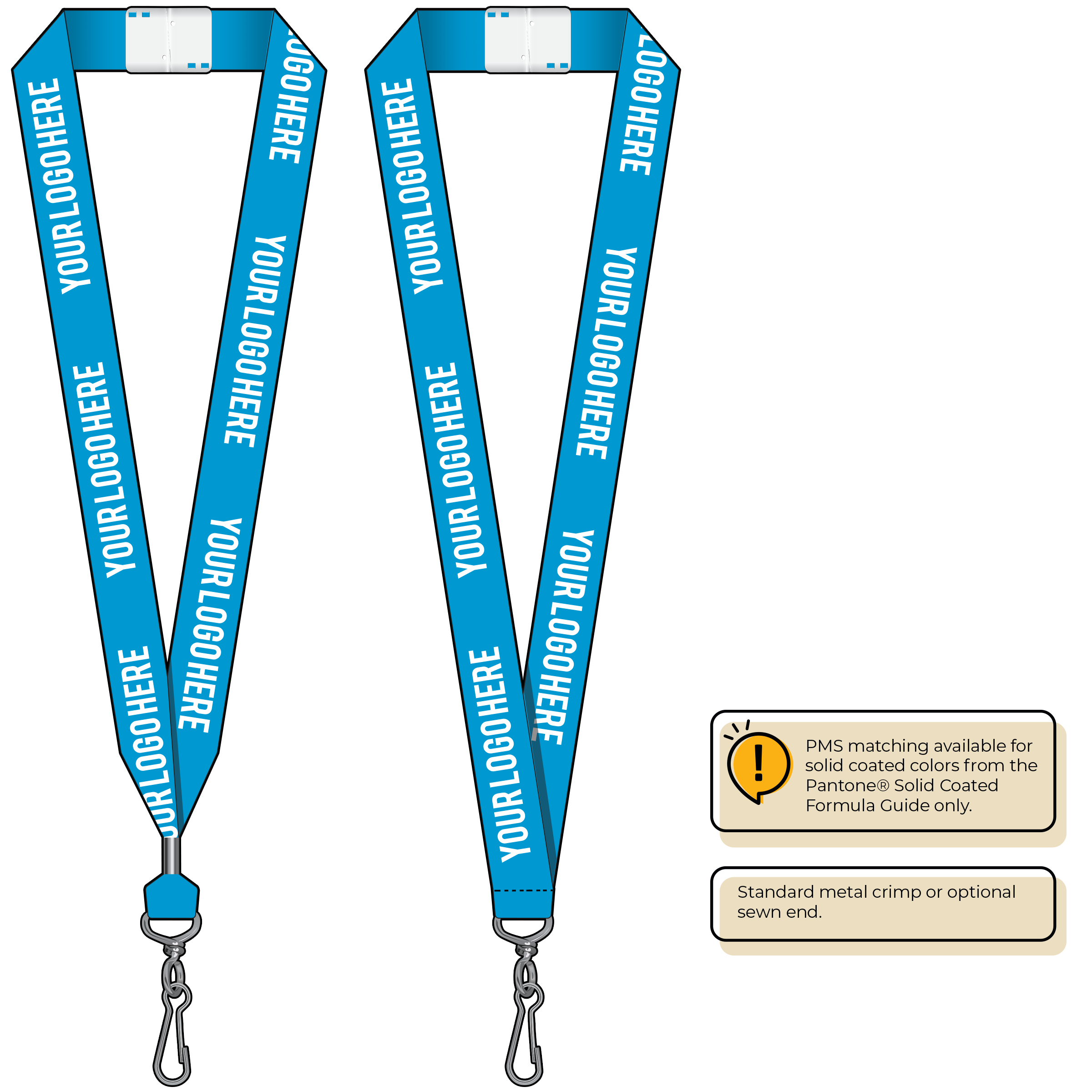 BHN014 | 1" Neon MicroWeave Silkscreen Lanyards :: STANDARD END ATTACHMENTS