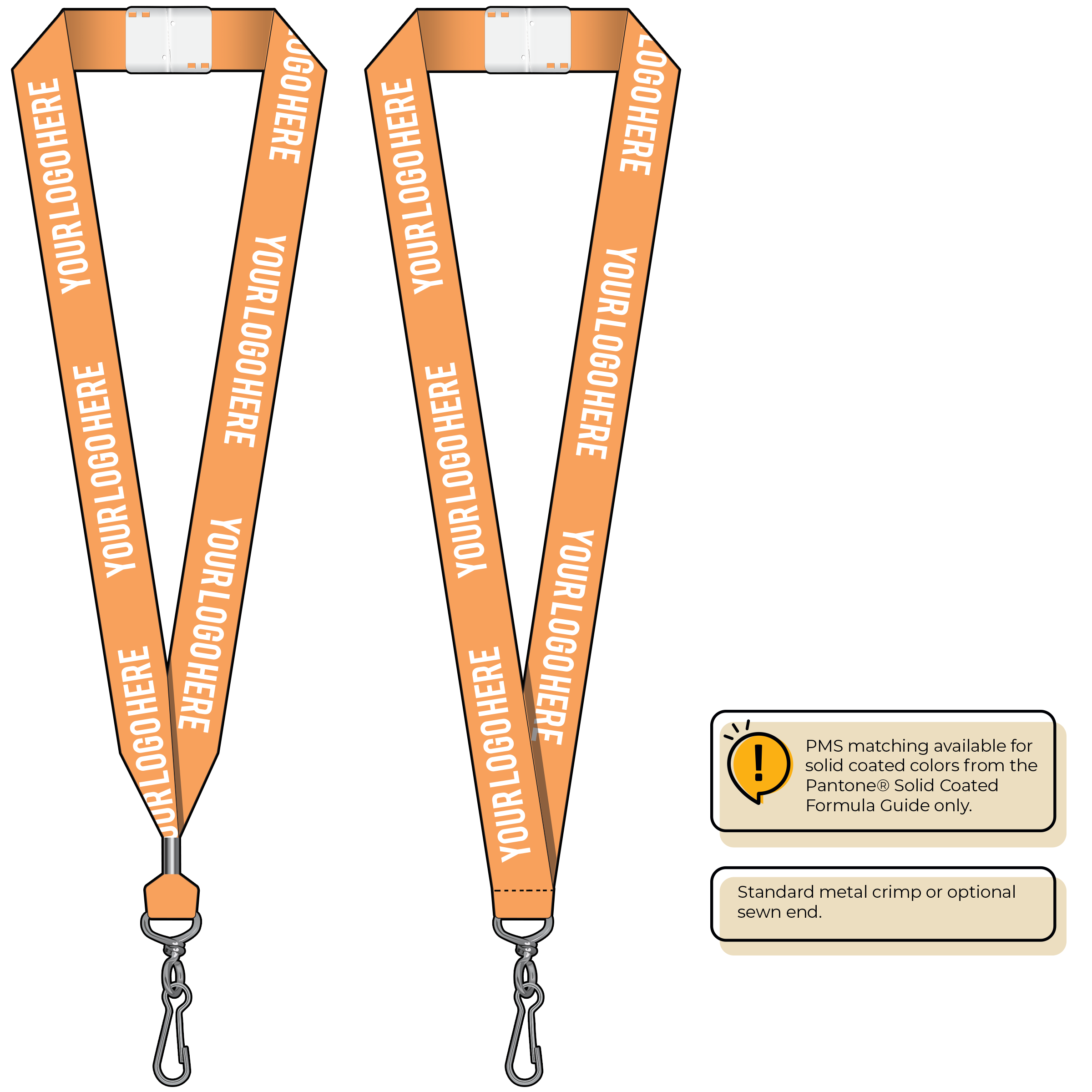 BHN014 | 1" Neon MicroWeave Silkscreen Lanyards :: STANDARD END ATTACHMENTS