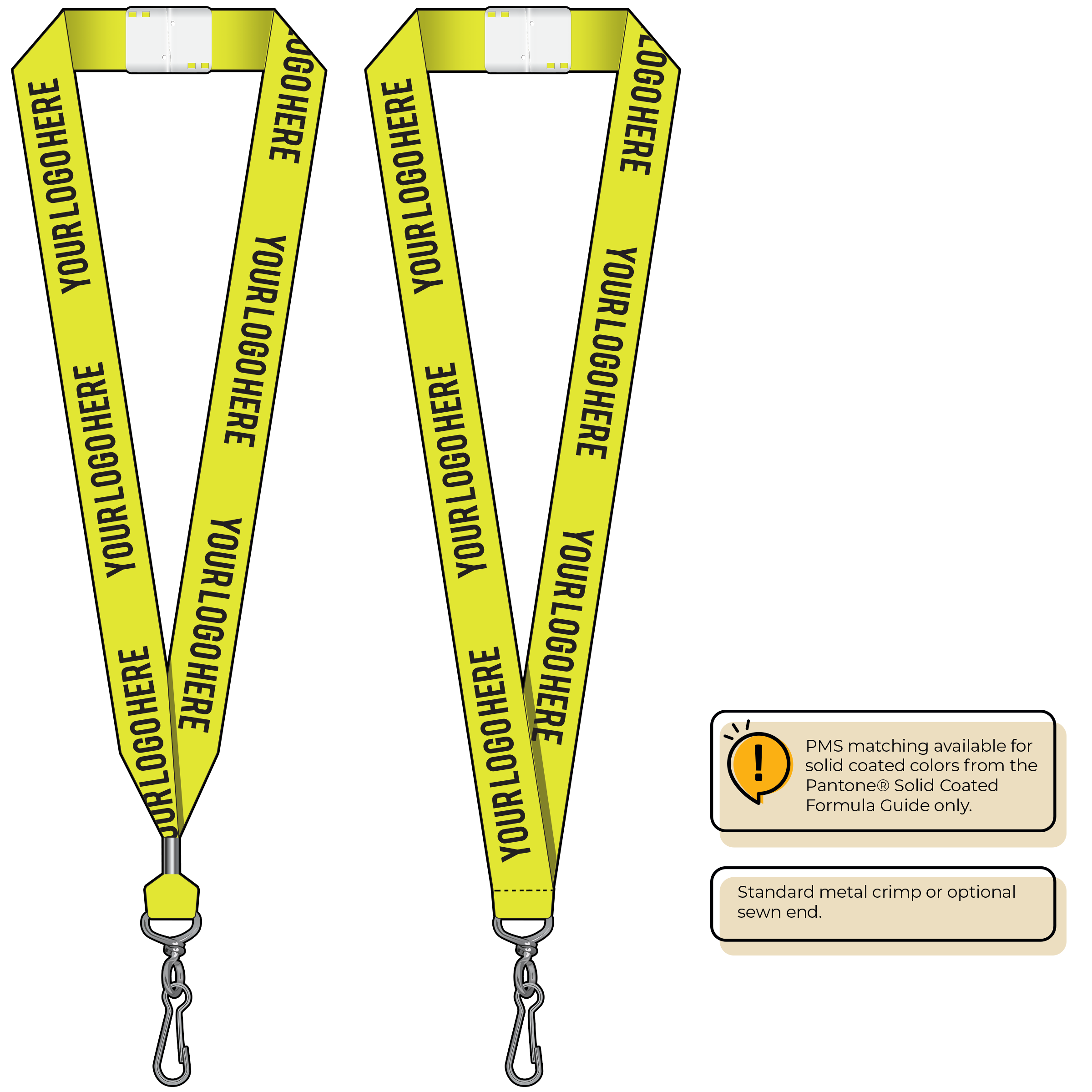 BHN014 | 1" Neon MicroWeave Silkscreen Lanyards :: STANDARD END ATTACHMENTS