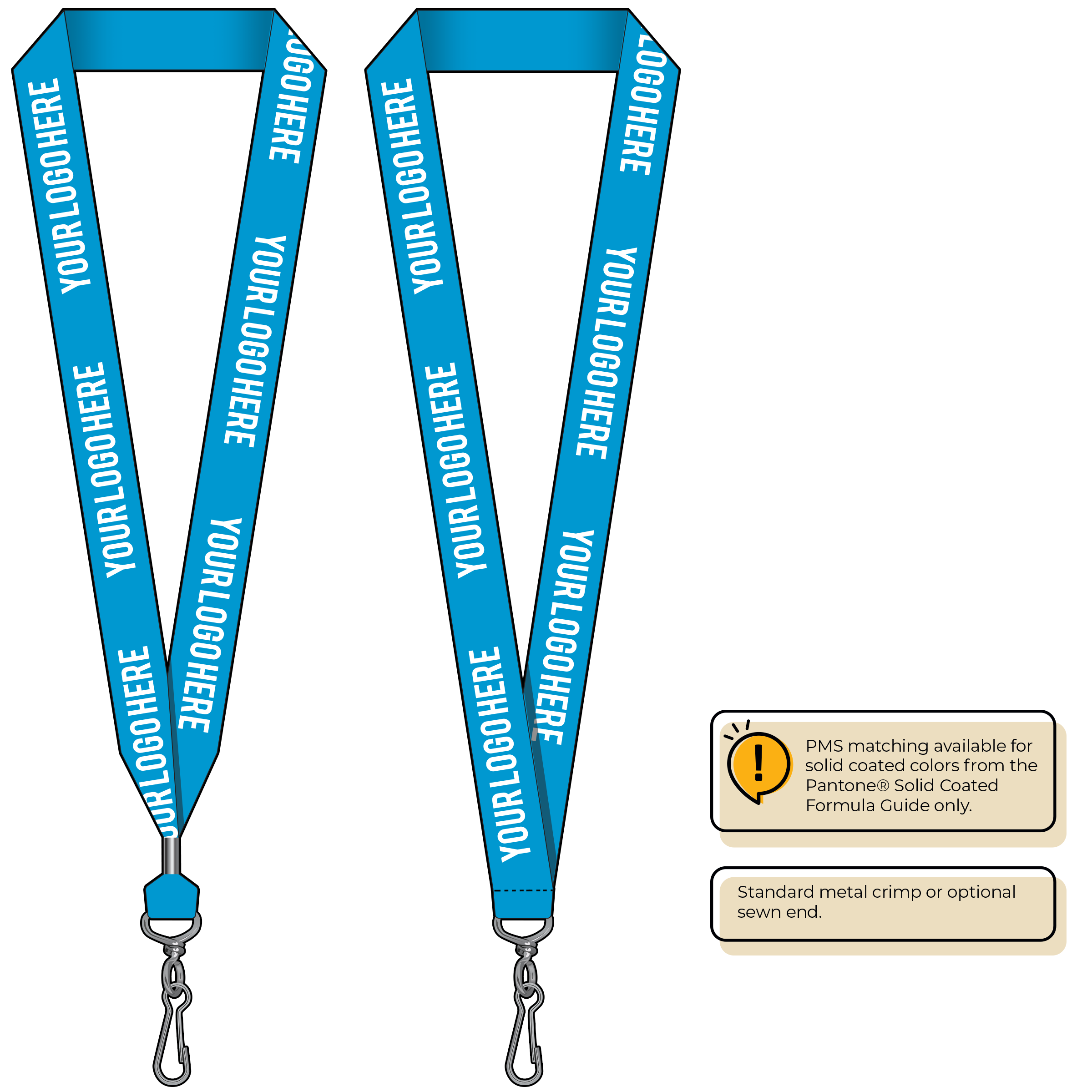 BHN014 | 1" Neon MicroWeave Silkscreen Lanyards :: STANDARD END ATTACHMENTS