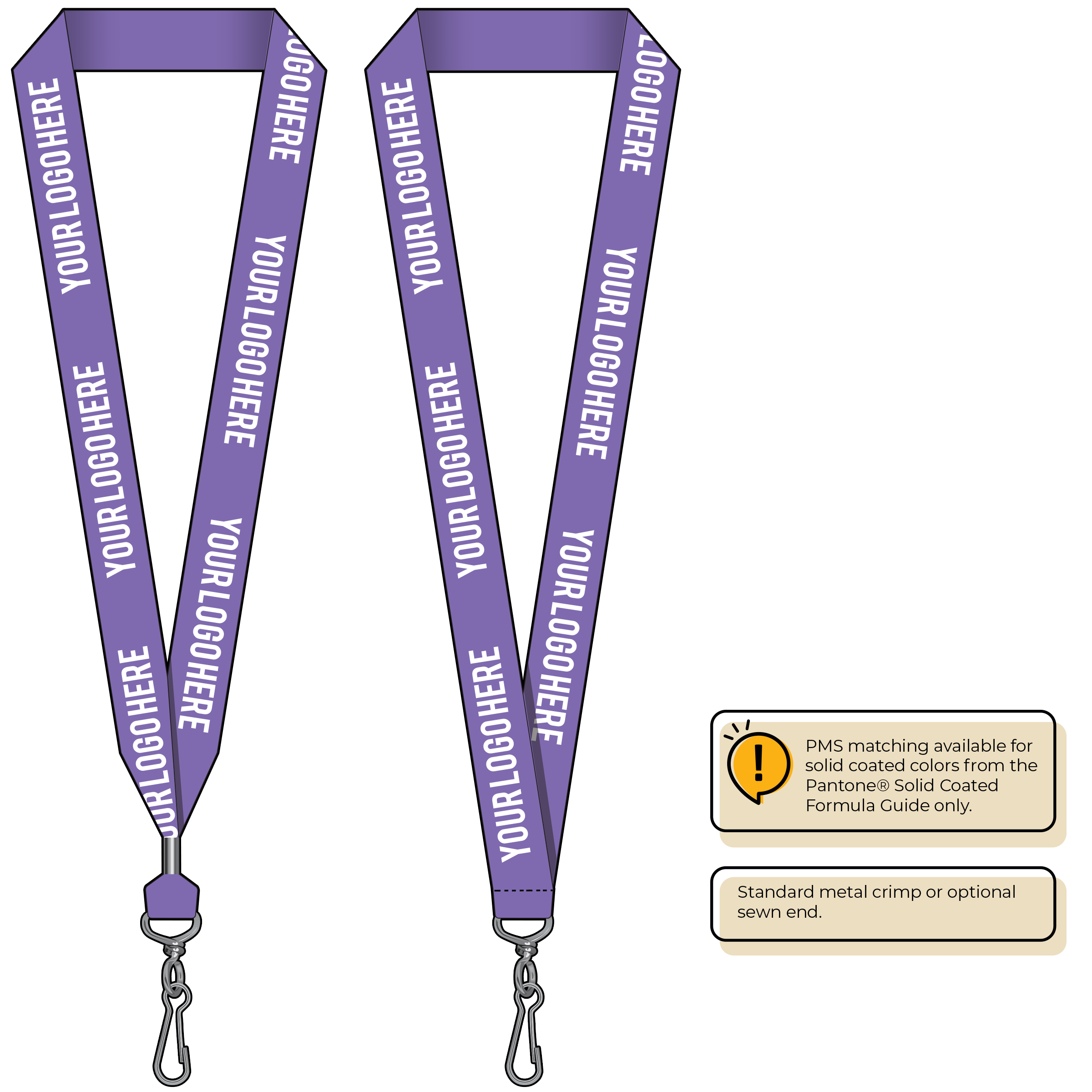 BHN014 | 1" Neon MicroWeave Silkscreen Lanyards :: STANDARD END ATTACHMENTS