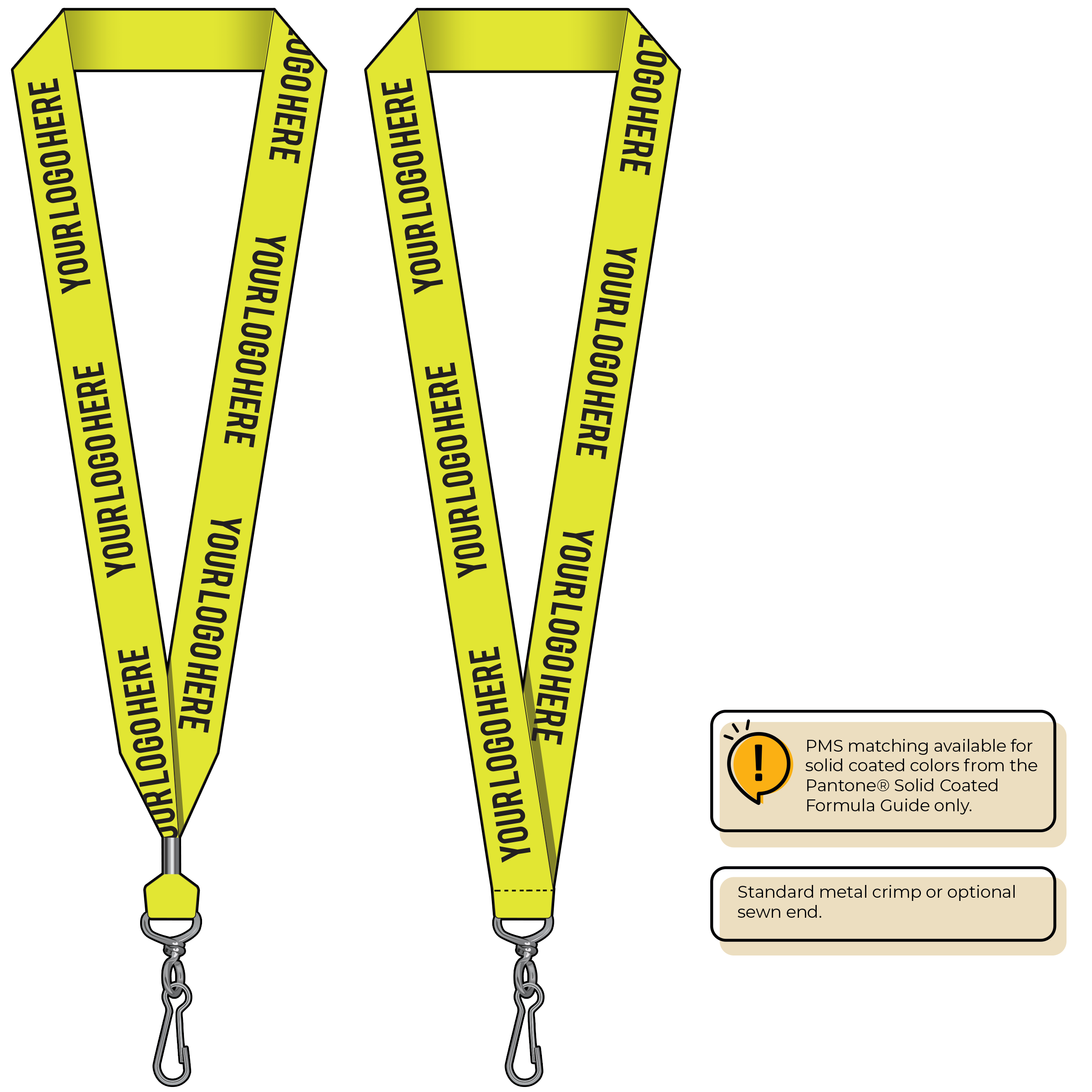 BHN014 | 1" Neon MicroWeave Silkscreen Lanyards :: STANDARD END ATTACHMENTS