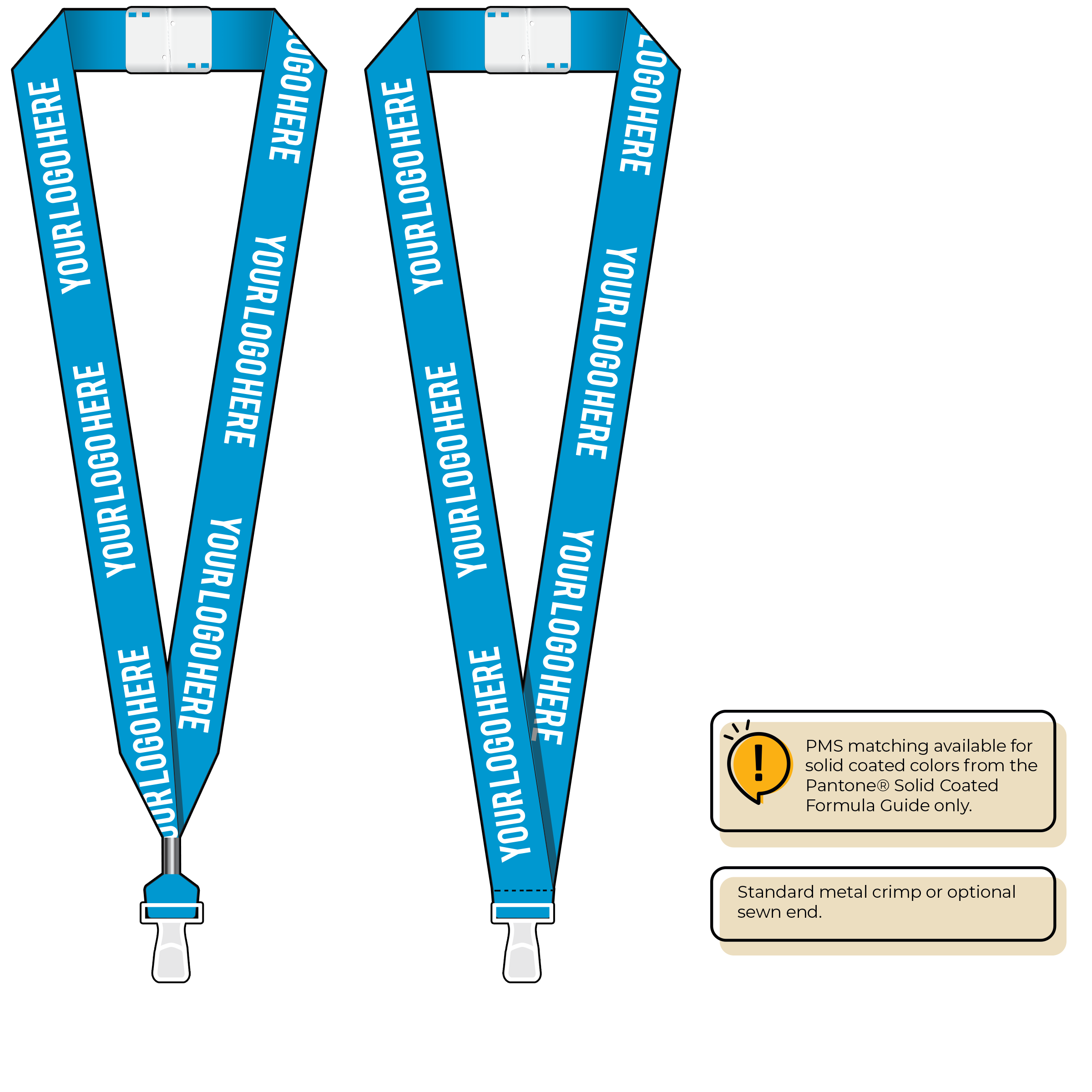 BHN014 | 1" Neon MicroWeave Silkscreen Lanyards :: STANDARD END ATTACHMENTS