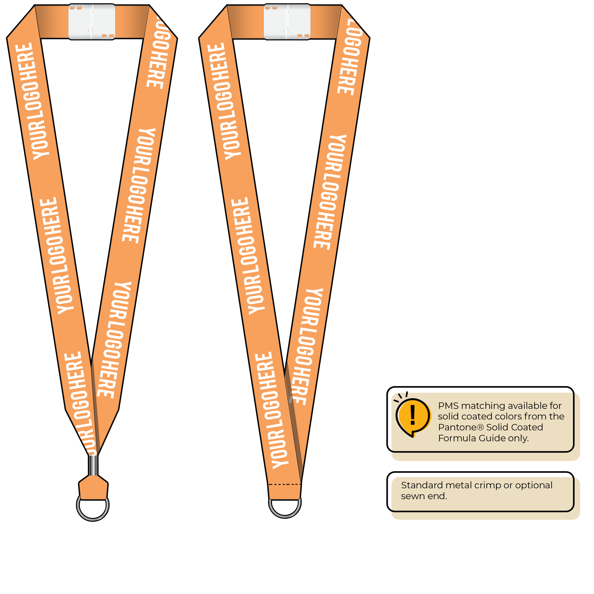 BHN014 | 1" Neon MicroWeave Silkscreen Lanyards :: STANDARD END ATTACHMENTS