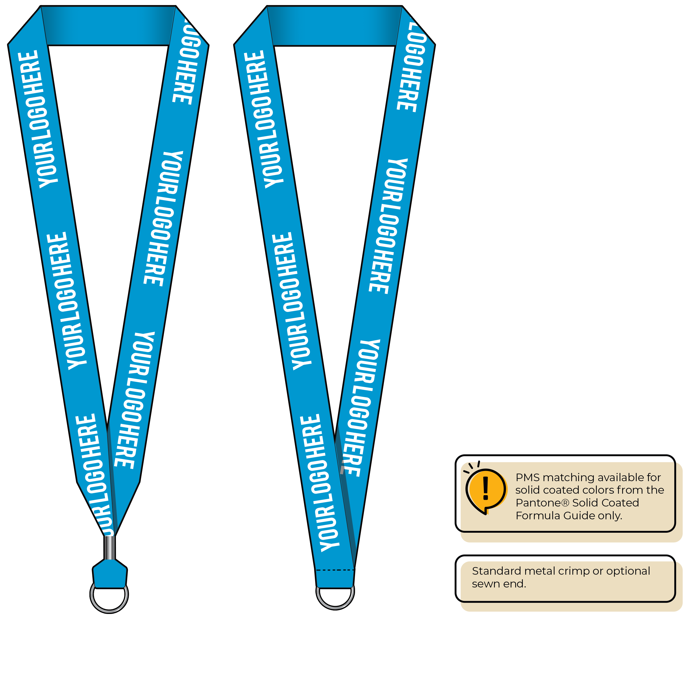 BHN014 | 1" Neon MicroWeave Silkscreen Lanyards :: STANDARD END ATTACHMENTS