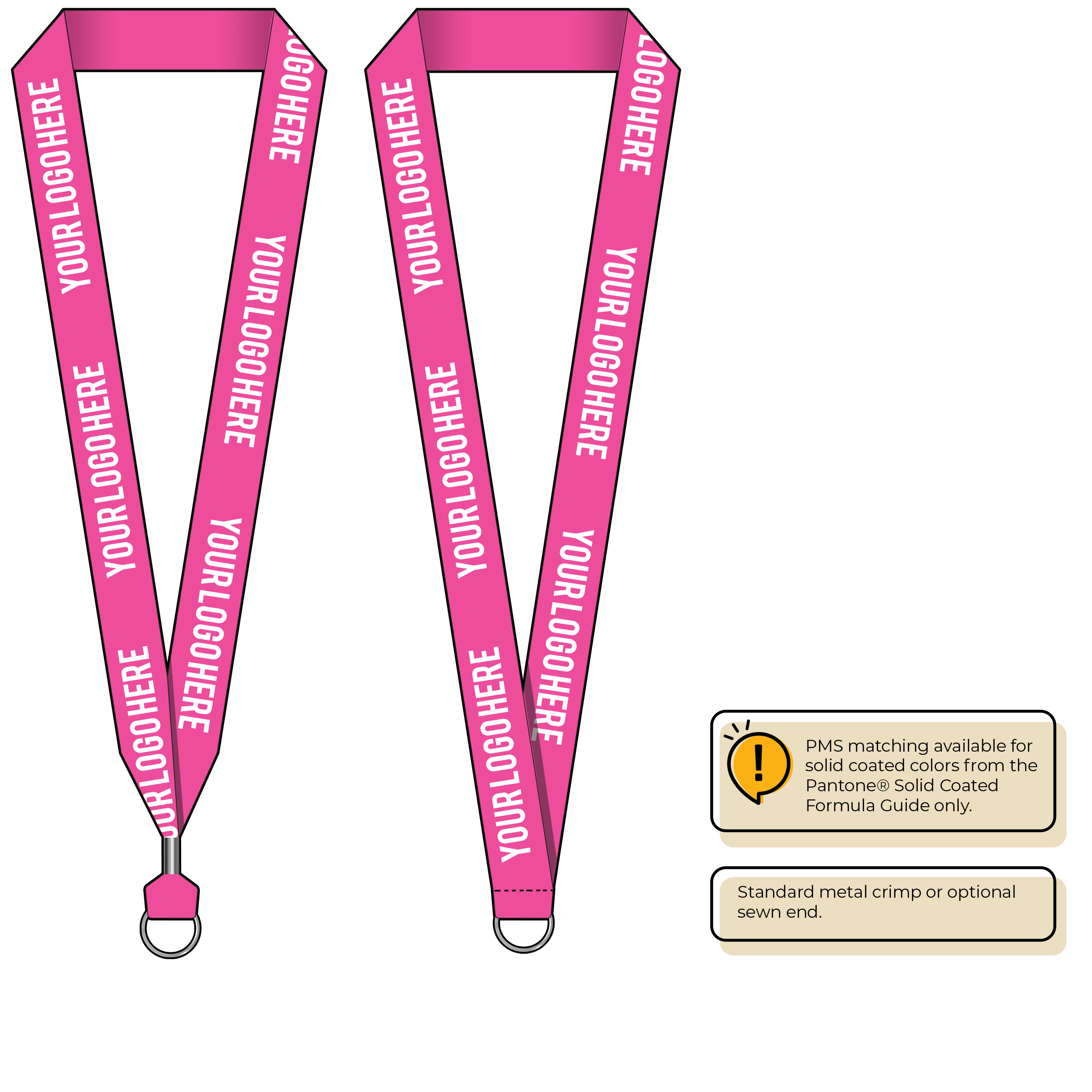 BHN014 | 1" Neon MicroWeave Silkscreen Lanyards :: STANDARD END ATTACHMENTS
