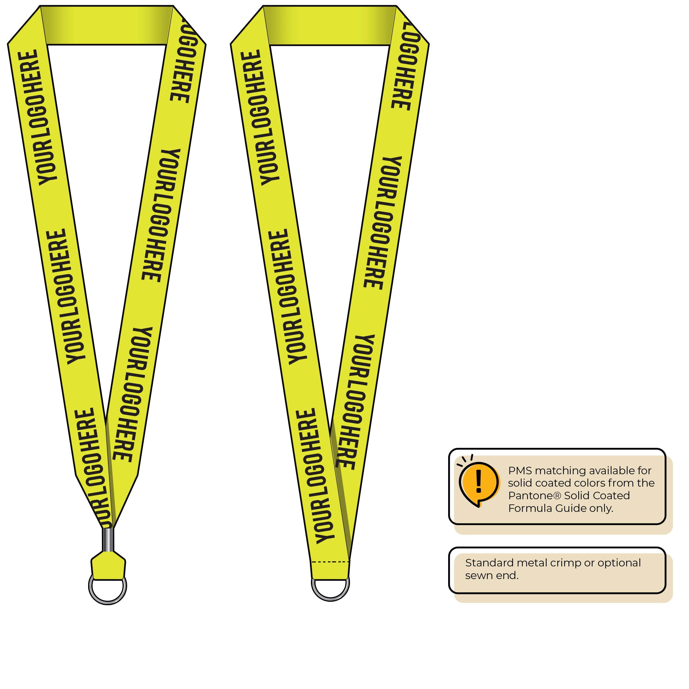 BHN014 | 1" Neon MicroWeave Silkscreen Lanyards :: STANDARD END ATTACHMENTS