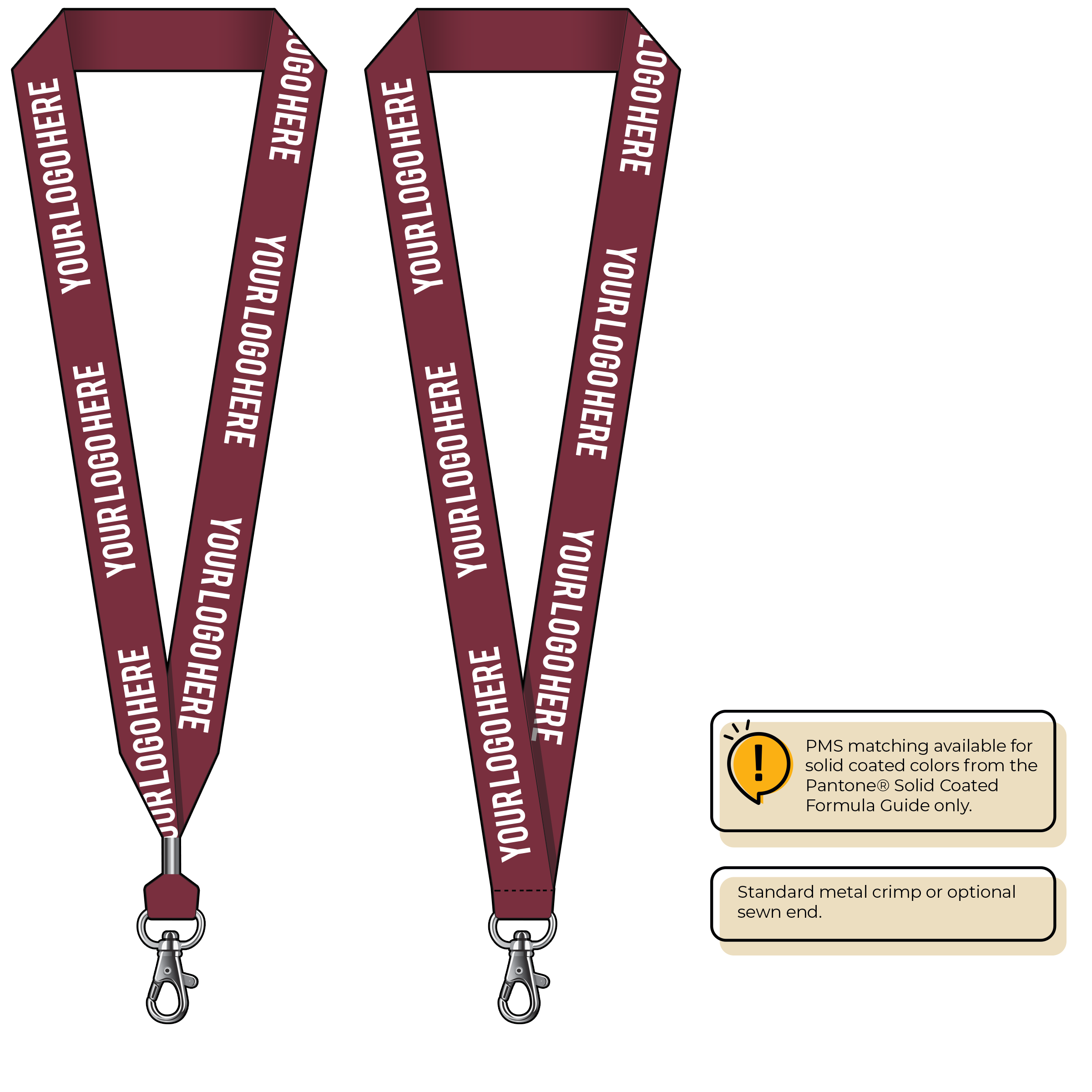 BH0014 | 1" MicroWeave Silkscreen Lanyards :: STANDARD END ATTACHMENTS