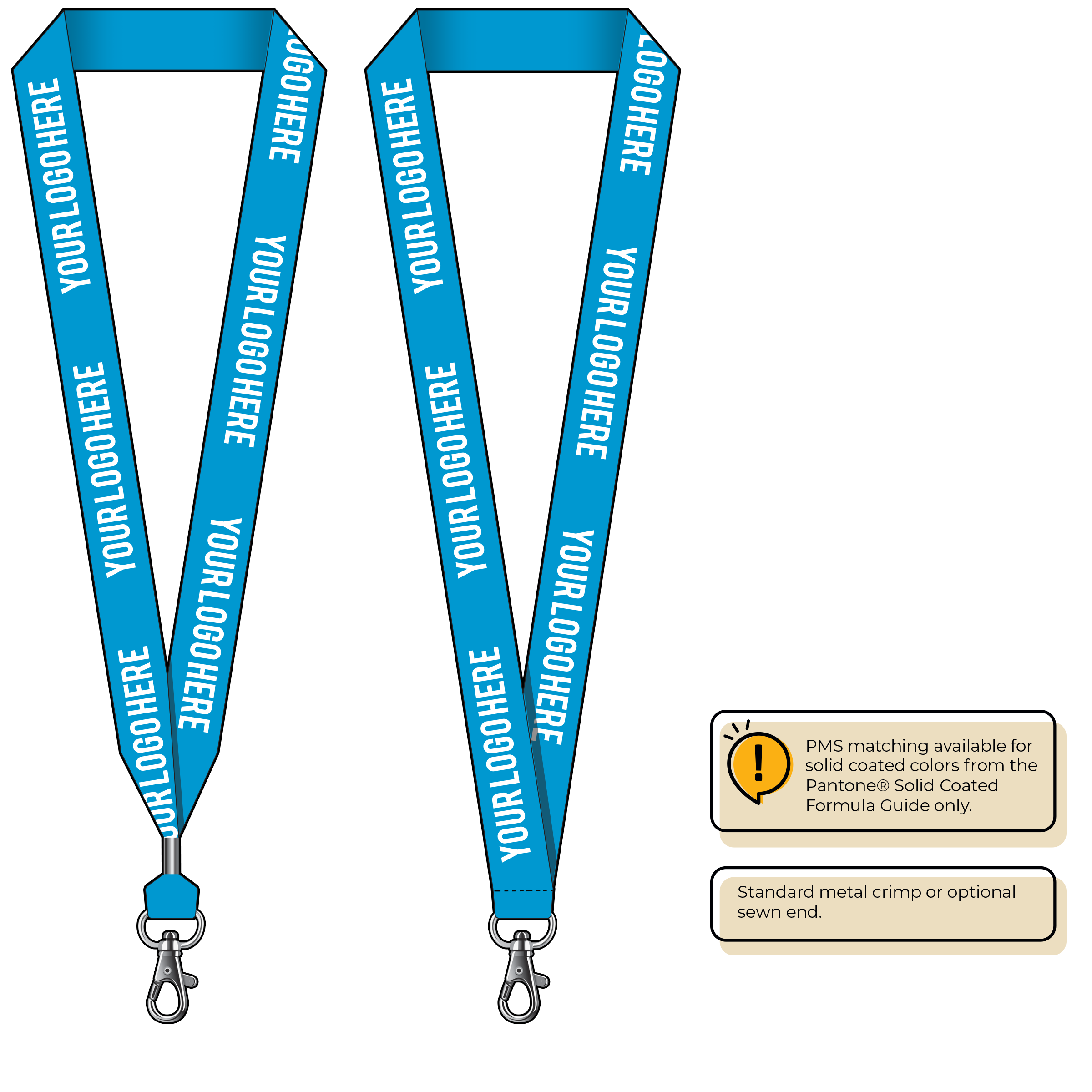BHN014 | 1" Neon MicroWeave Silkscreen Lanyards :: STANDARD END ATTACHMENTS