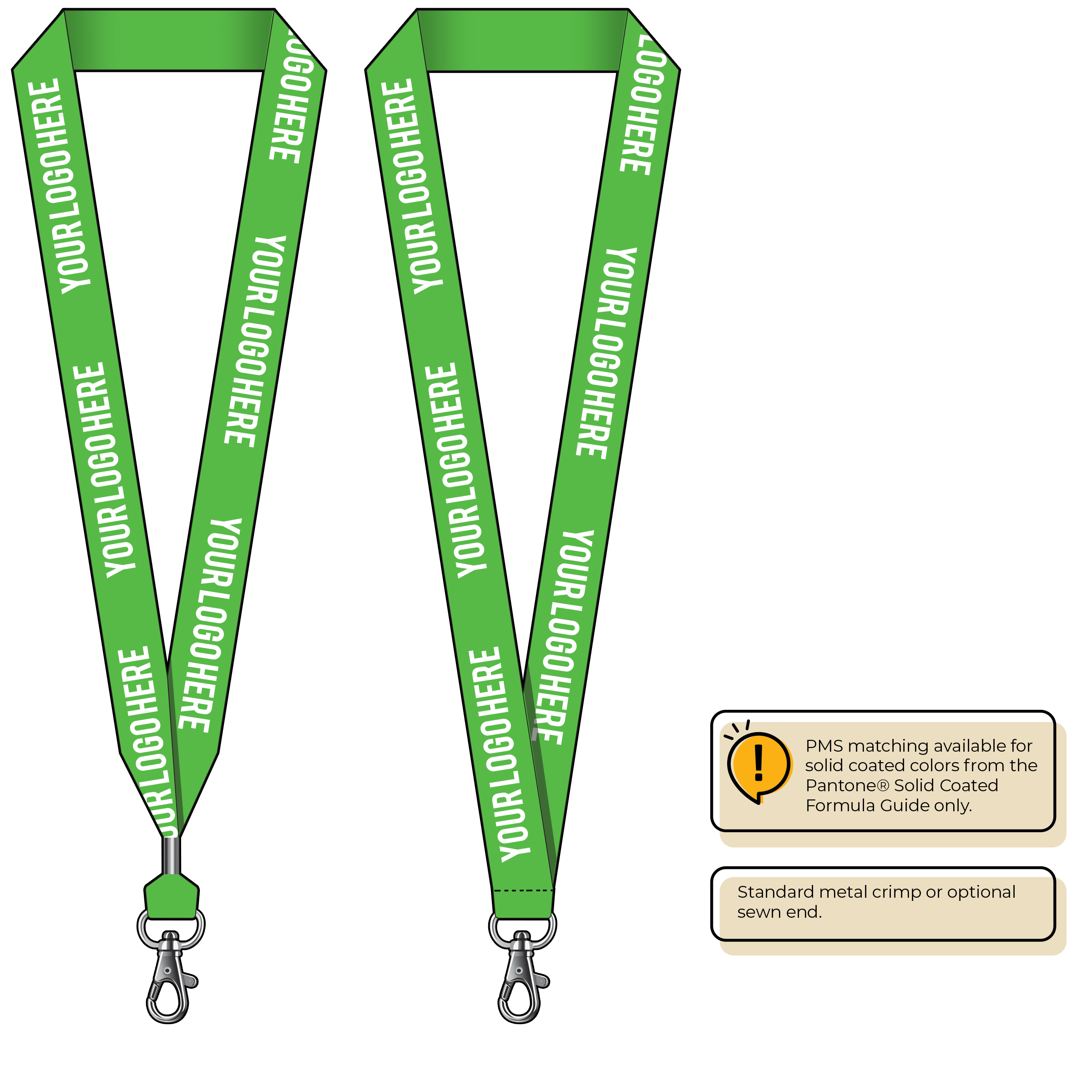 BHN014 | 1" Neon MicroWeave Silkscreen Lanyards :: STANDARD END ATTACHMENTS