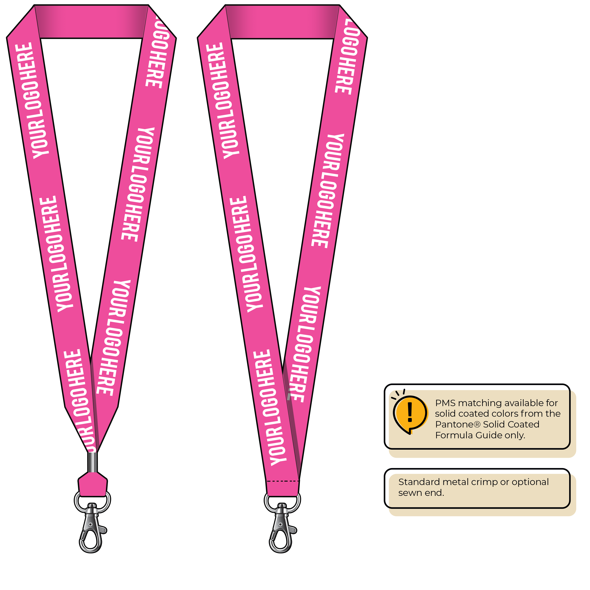 BHN014 | 1" Neon MicroWeave Silkscreen Lanyards :: STANDARD END ATTACHMENTS