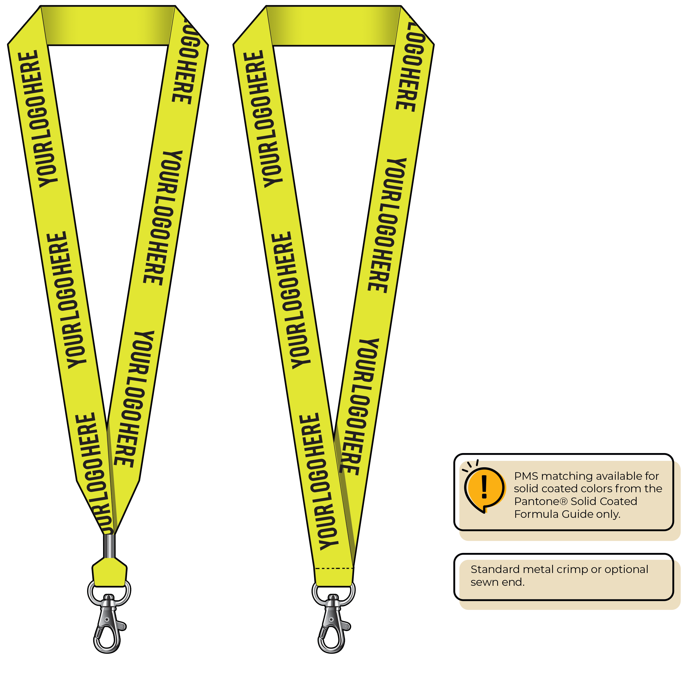 BHN014 | 1" Neon MicroWeave Silkscreen Lanyards :: STANDARD END ATTACHMENTS