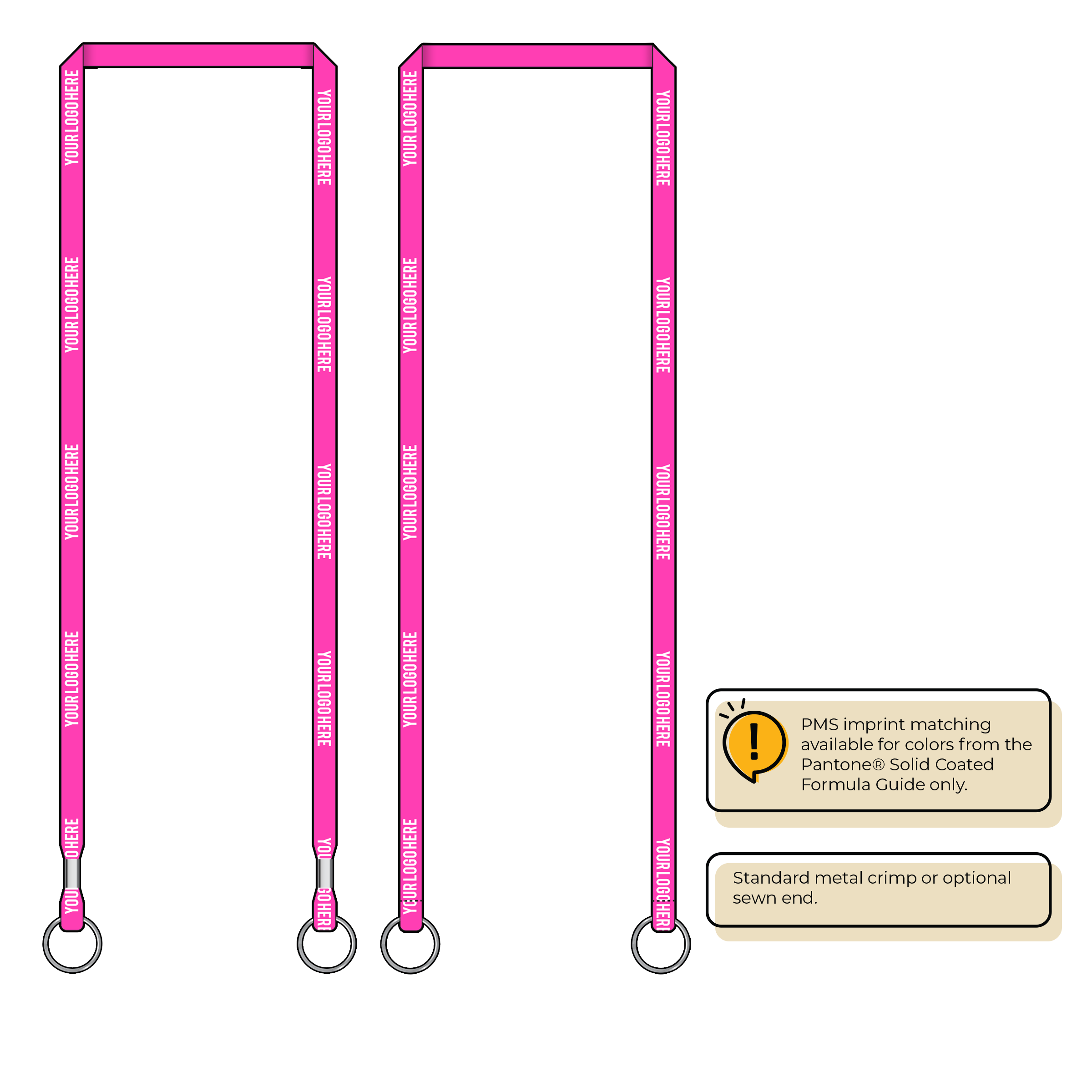 BHN011 | 3/8" Neon MicroWeave Silkscreen Lanyards :: DOUBLE ENDED