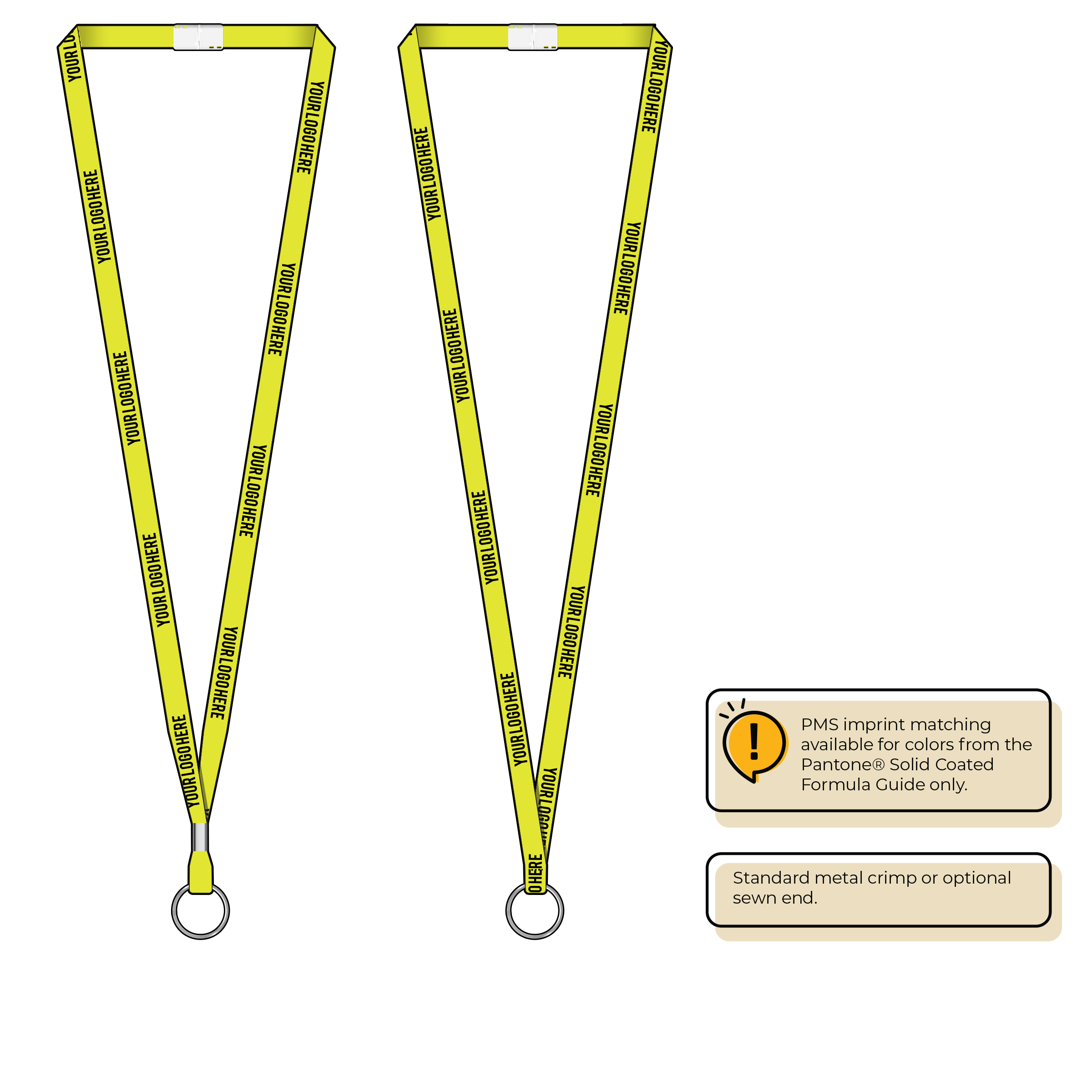 BHN011 | 3/8" Neon MicroWeave Silkscreen Lanyards :: STANDARD END ATTACHMENTS