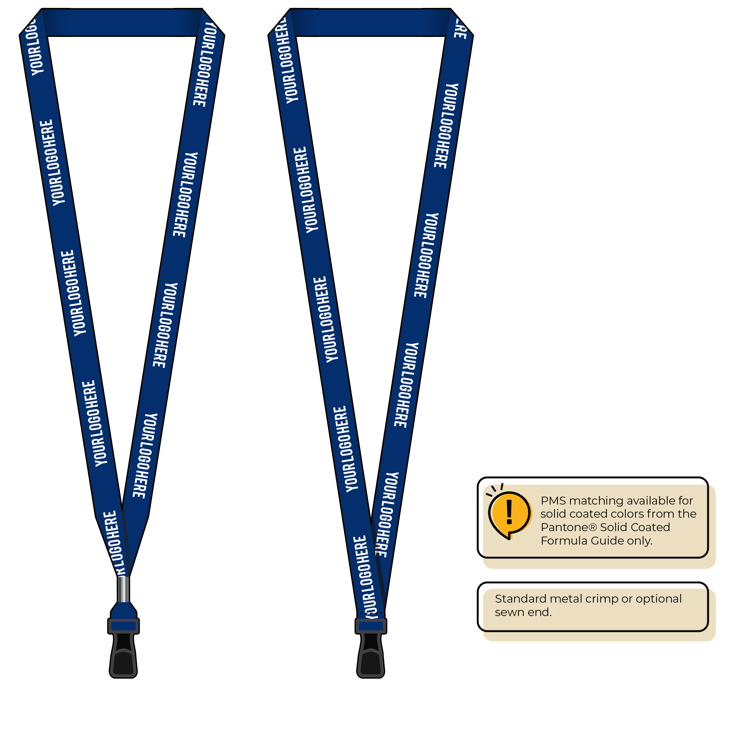 BH0012 | 5/8" MicroWeave Silkscreen Lanyards :: STANDARD END ATTACHMENTS