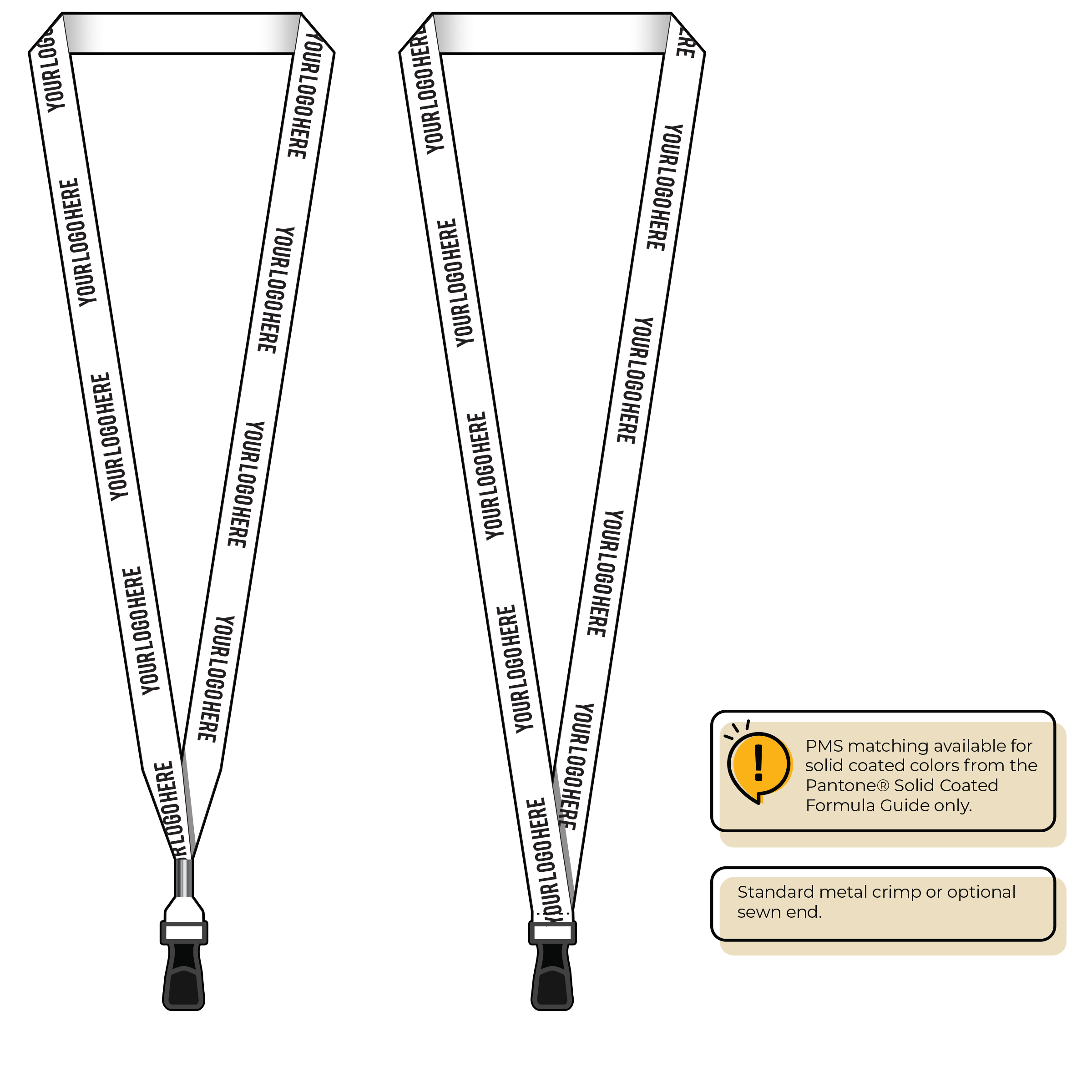 BH0012 | 5/8" MicroWeave Silkscreen Lanyards :: STANDARD END ATTACHMENTS