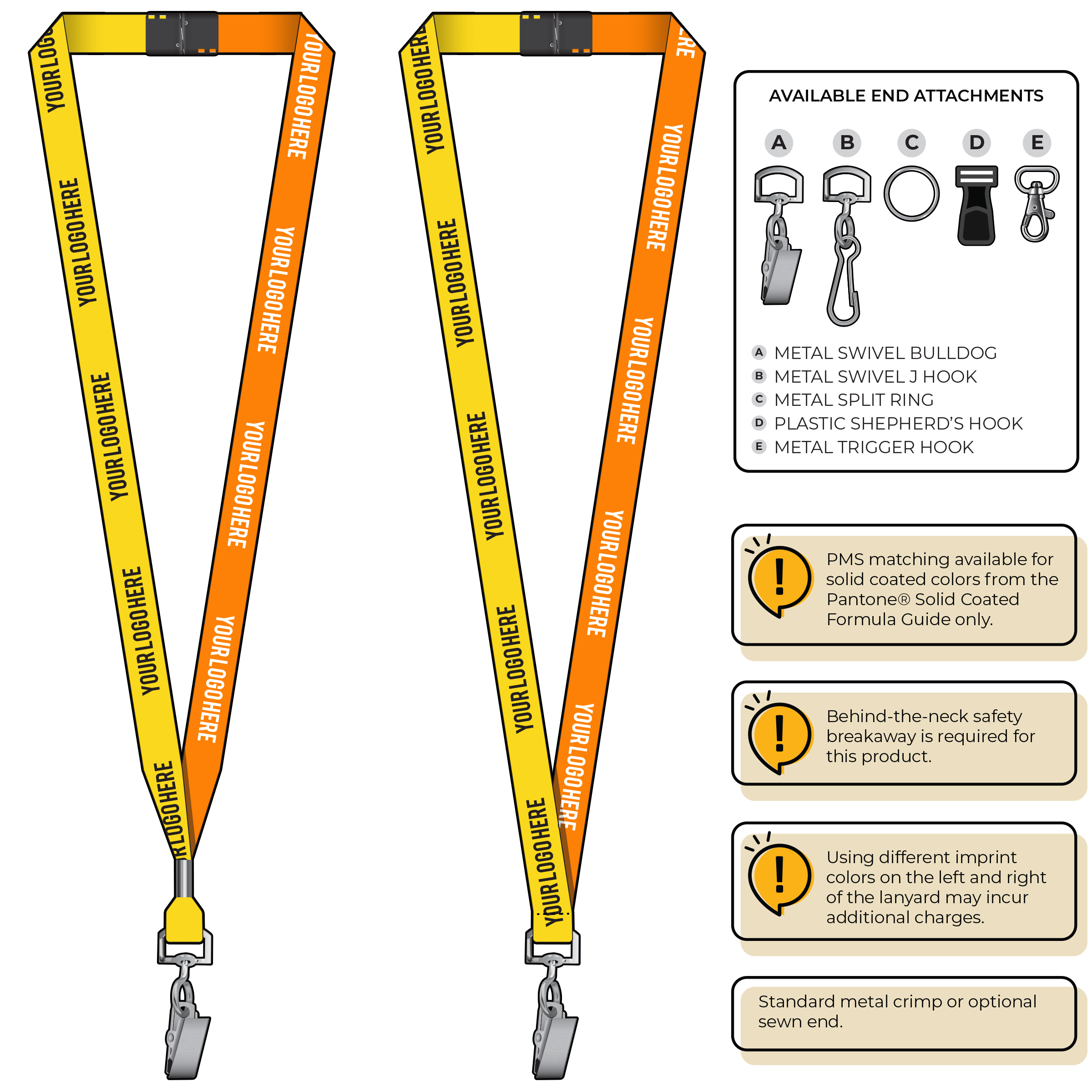 BH0051 | 5/8" Two Tone MicroWeave Silkscreen Lanyards :: STANDARD END ATTACHMENTS