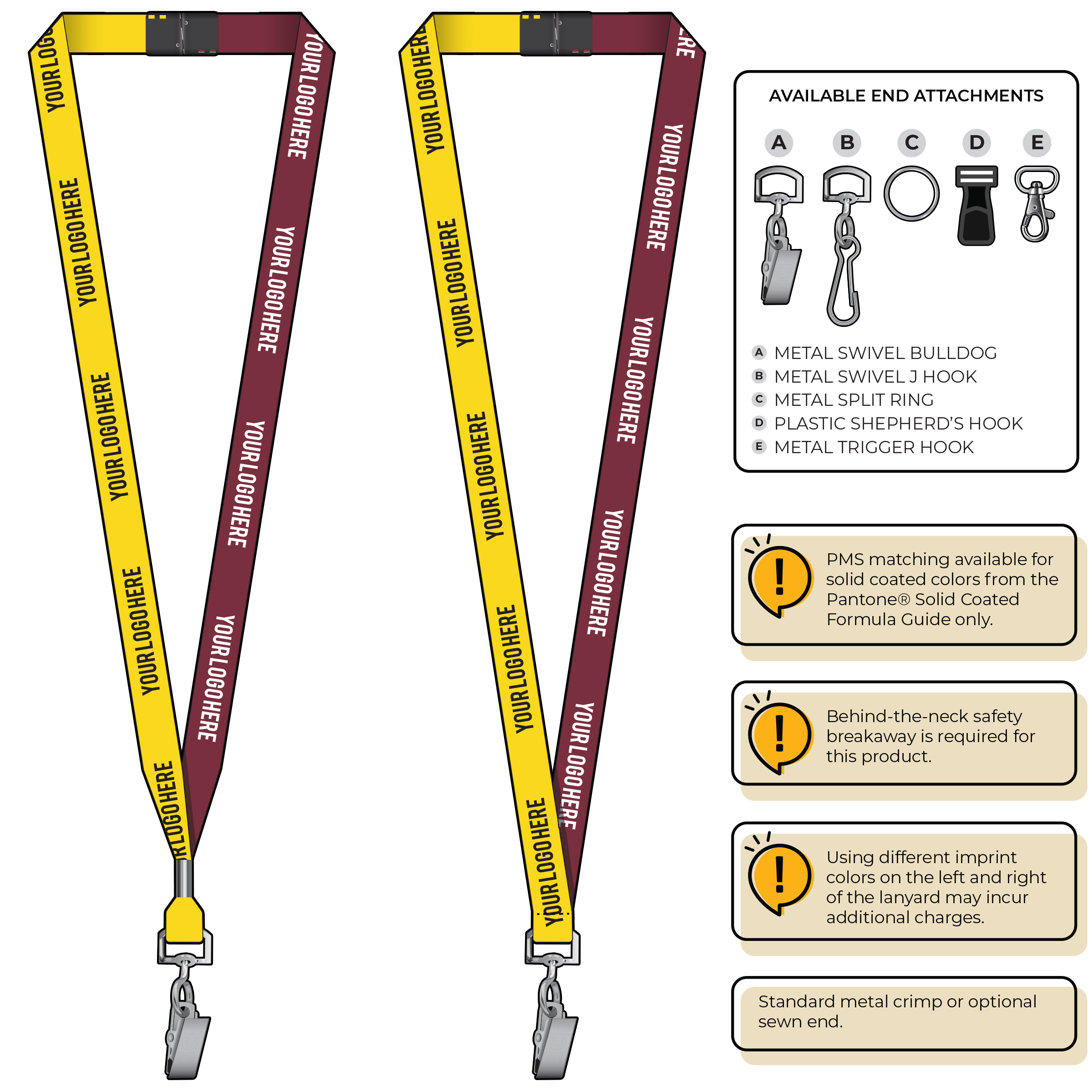 BH0051 | 5/8" Two Tone MicroWeave Silkscreen Lanyards :: STANDARD END ATTACHMENTS