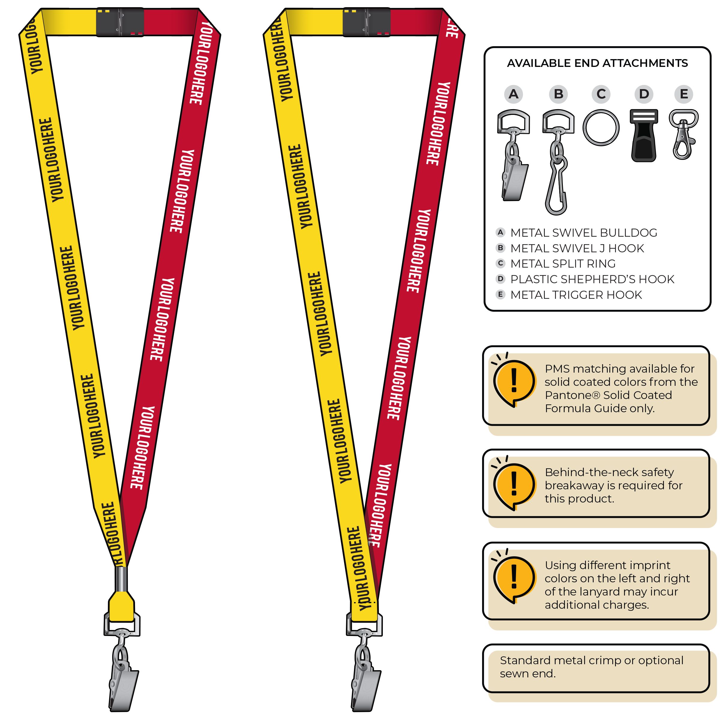 BH0051 | 5/8" Two Tone MicroWeave Silkscreen Lanyards :: STANDARD END ATTACHMENTS