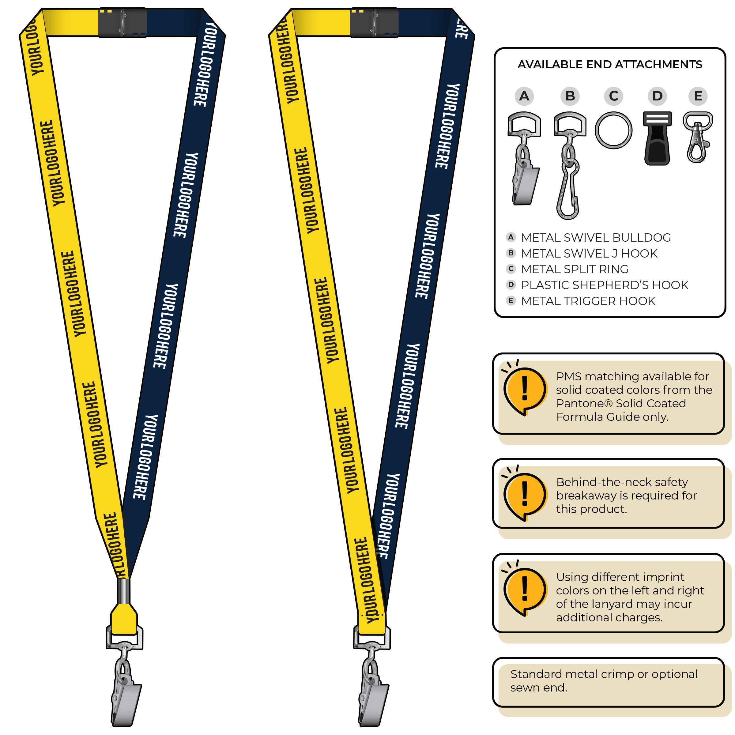 BH0051 | 5/8" Two Tone MicroWeave Silkscreen Lanyards :: STANDARD END ATTACHMENTS